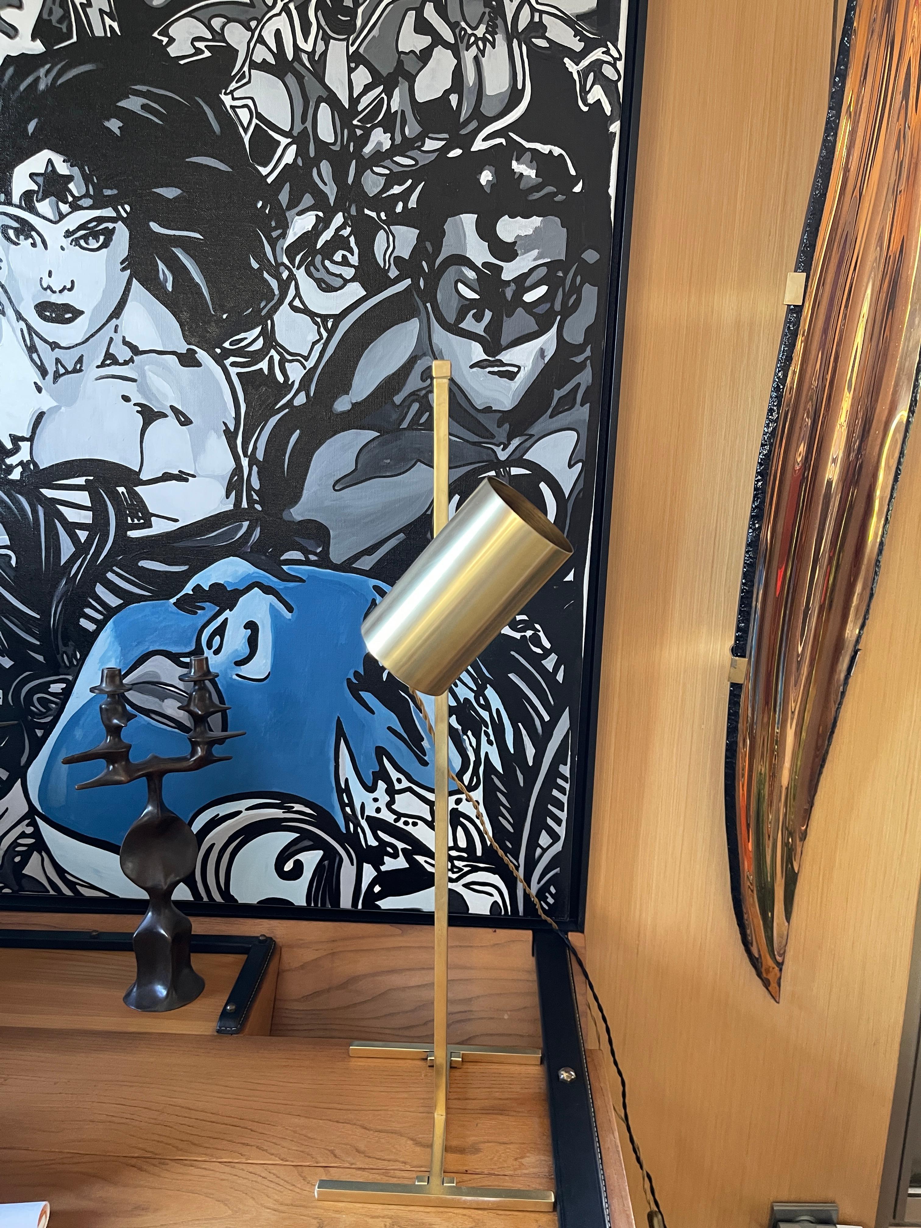 Mid-20th Century 1960's adjustable brass table lamp For Sale