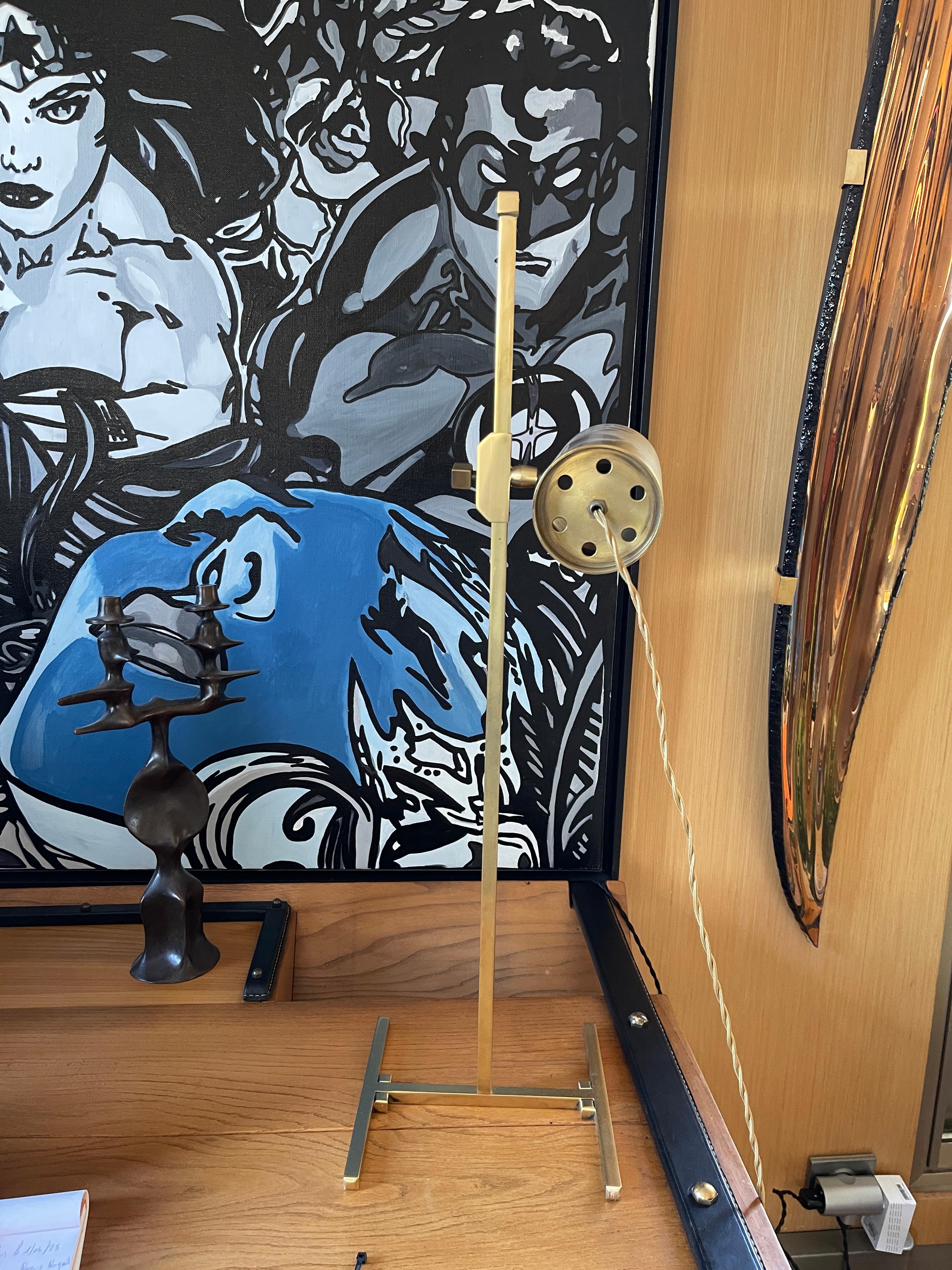 Brass 1960's adjustable brass table lamp For Sale