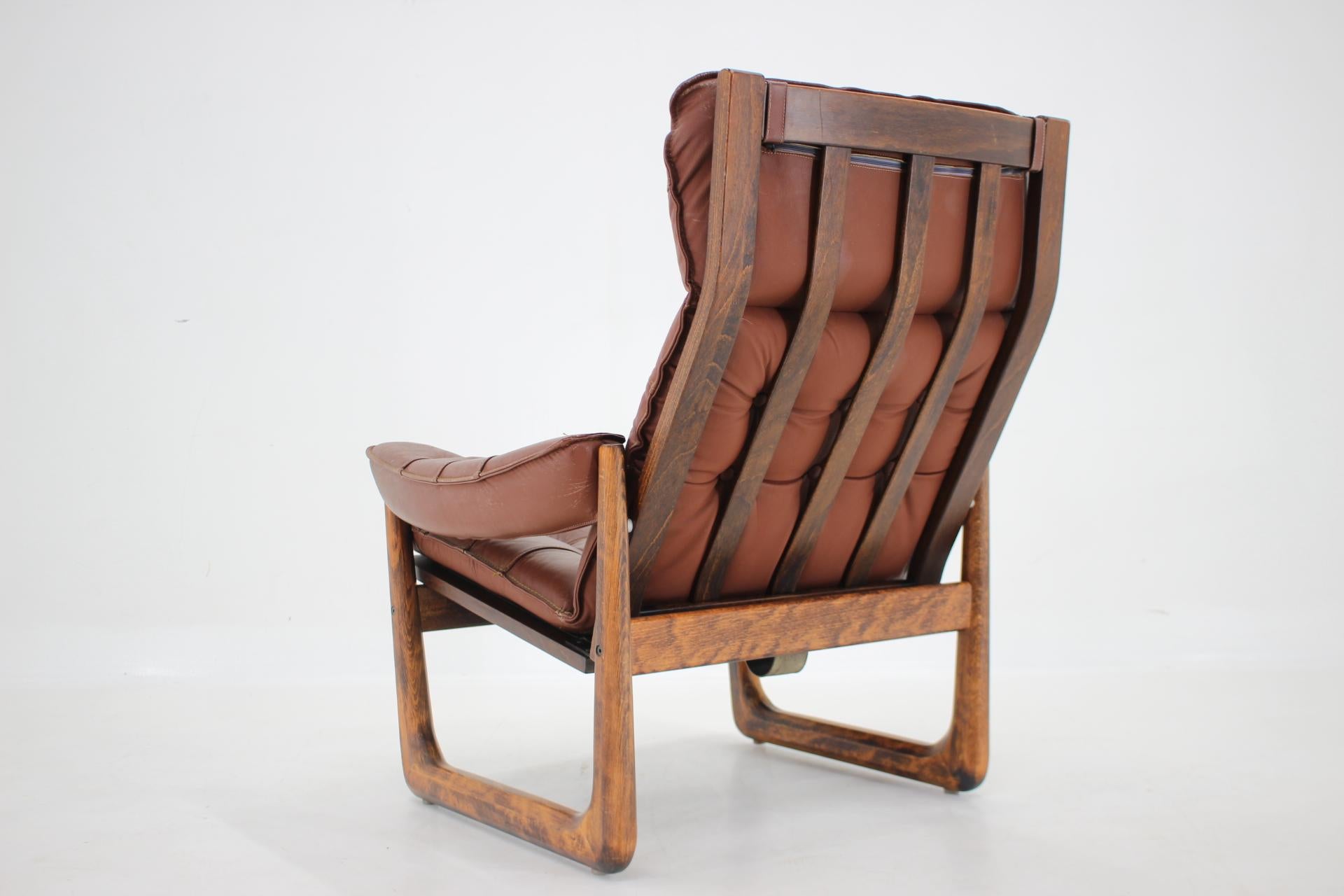 1960s Adjustable Leather Armchair by Genega Mobler, Denmark 1