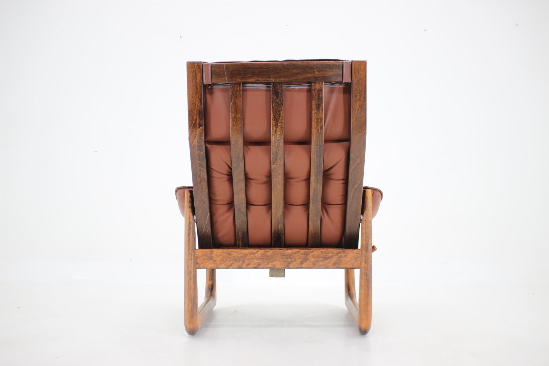1960s Adjustable Leather Armchair by Genega Mobler, Denmark 2
