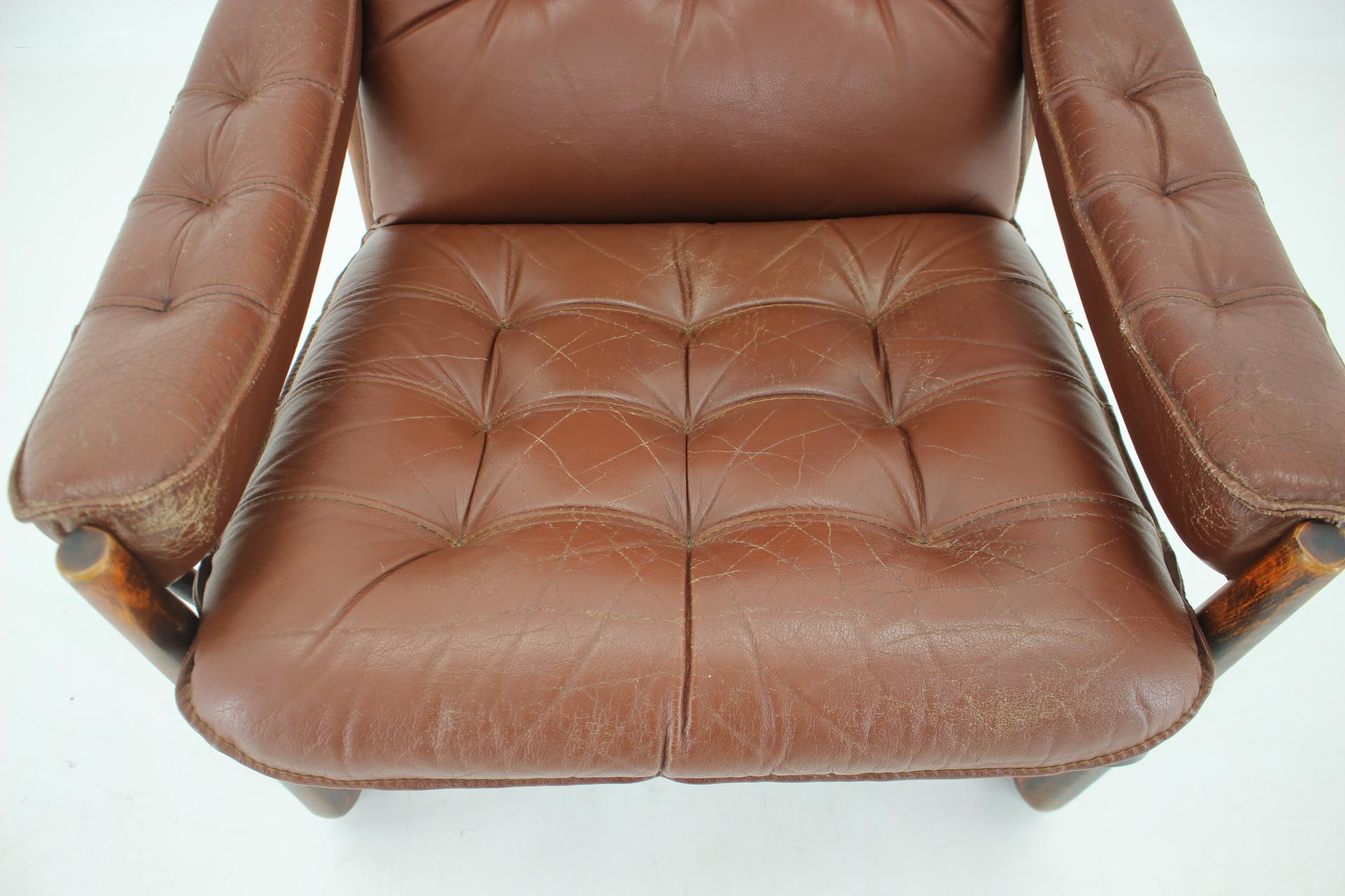1960s Adjustable Leather Armchair by Genega Mobler, Denmark 4