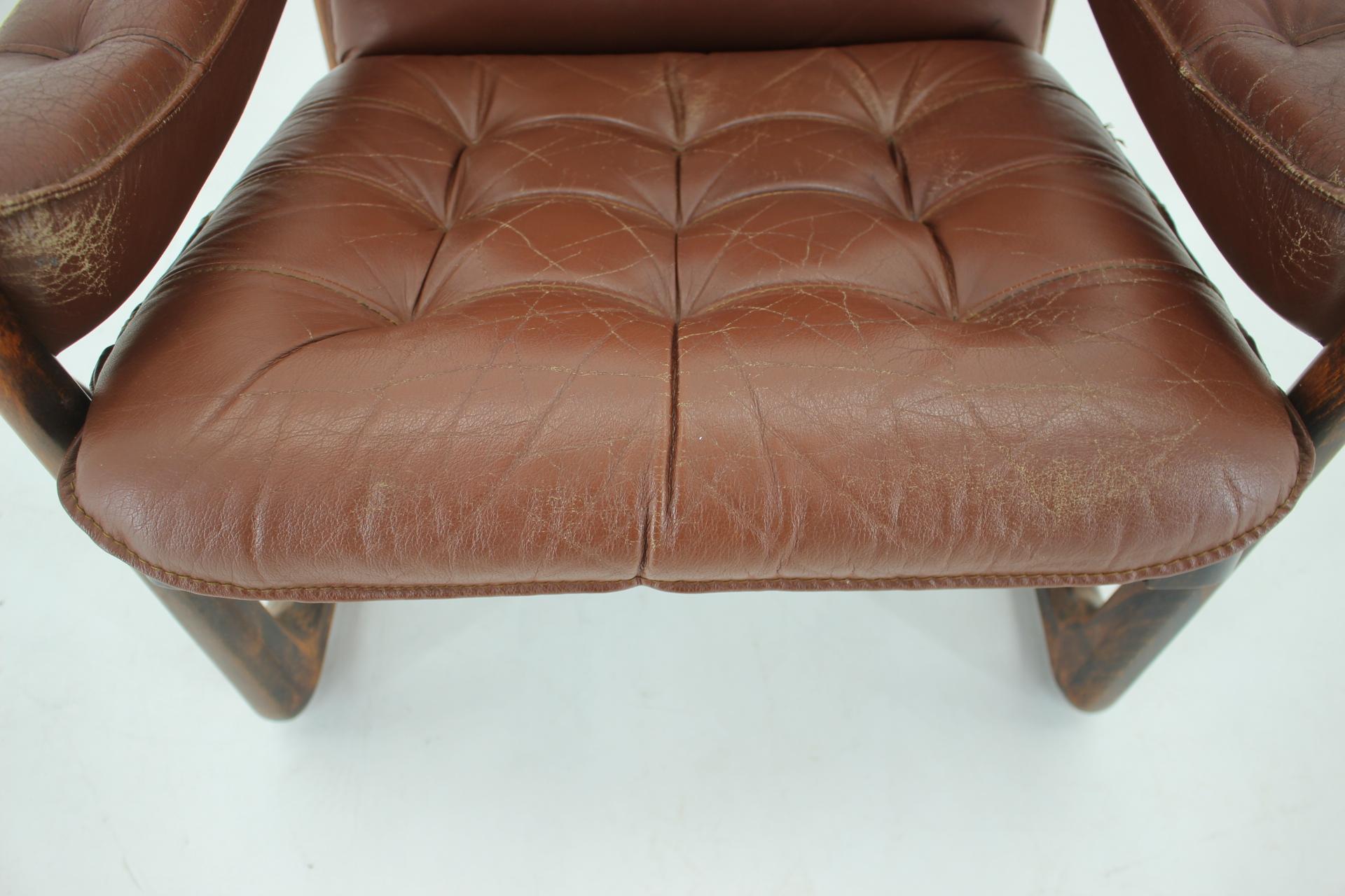 1960s Adjustable Leather Armchair by Genega Mobler, Denmark 5