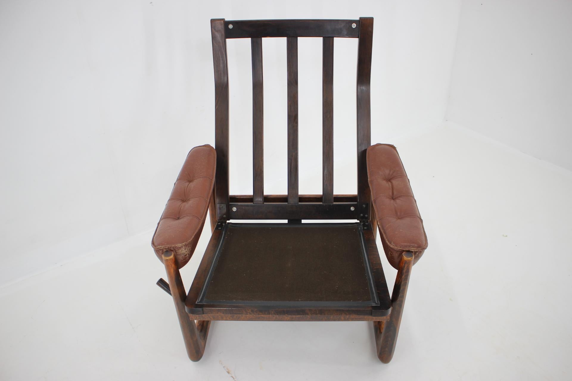 1960s Adjustable Leather Armchair by Genega Mobler, Denmark 8