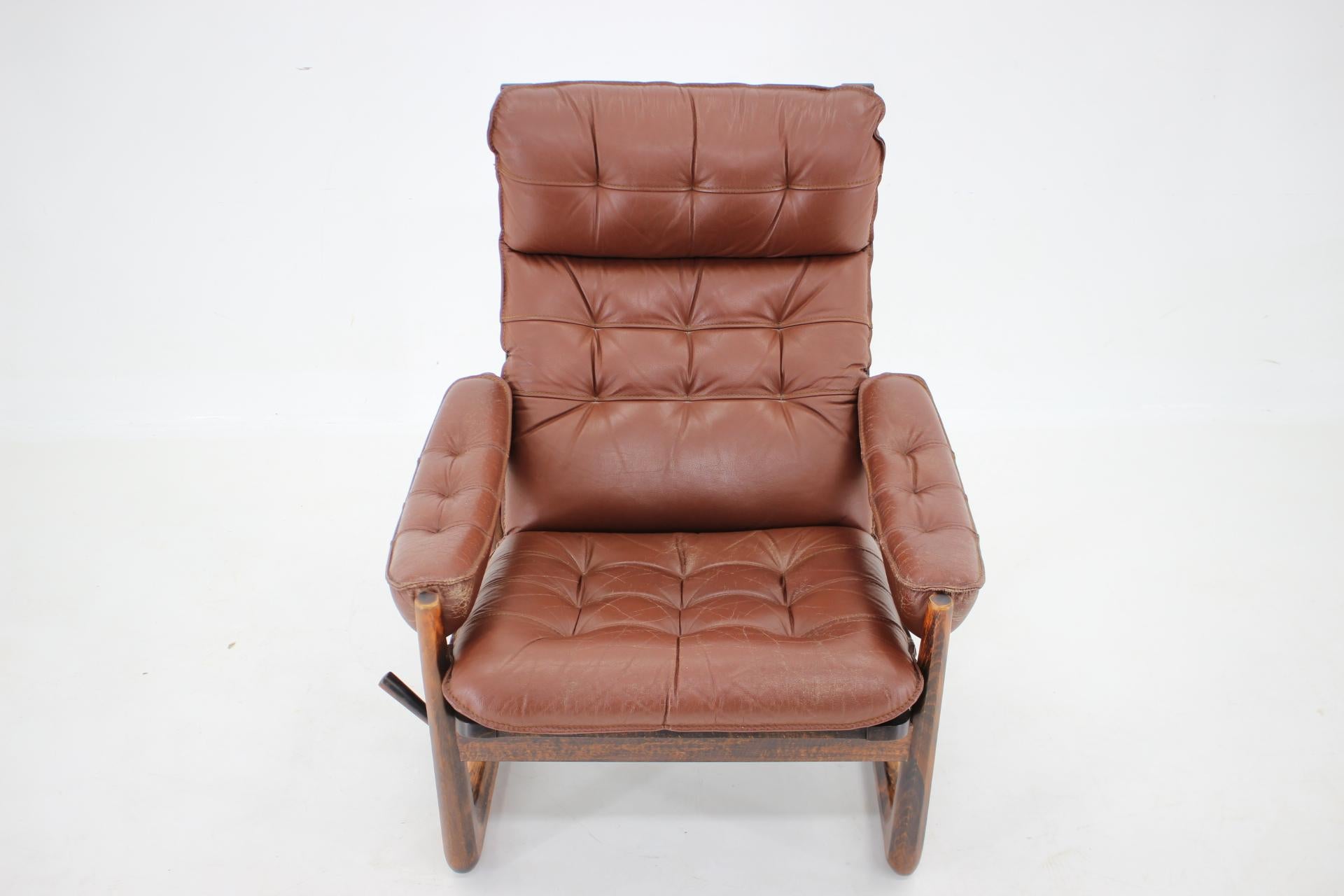 Danish 1960s Adjustable Leather Armchair by Genega Mobler, Denmark