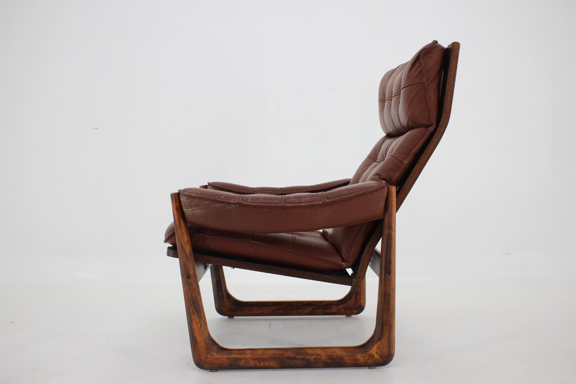 Mid-20th Century 1960s Adjustable Leather Armchair by Genega Mobler, Denmark