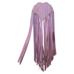1960s Adolfo Full-Length Brass-Studded Lavender Wool Felt Poncho