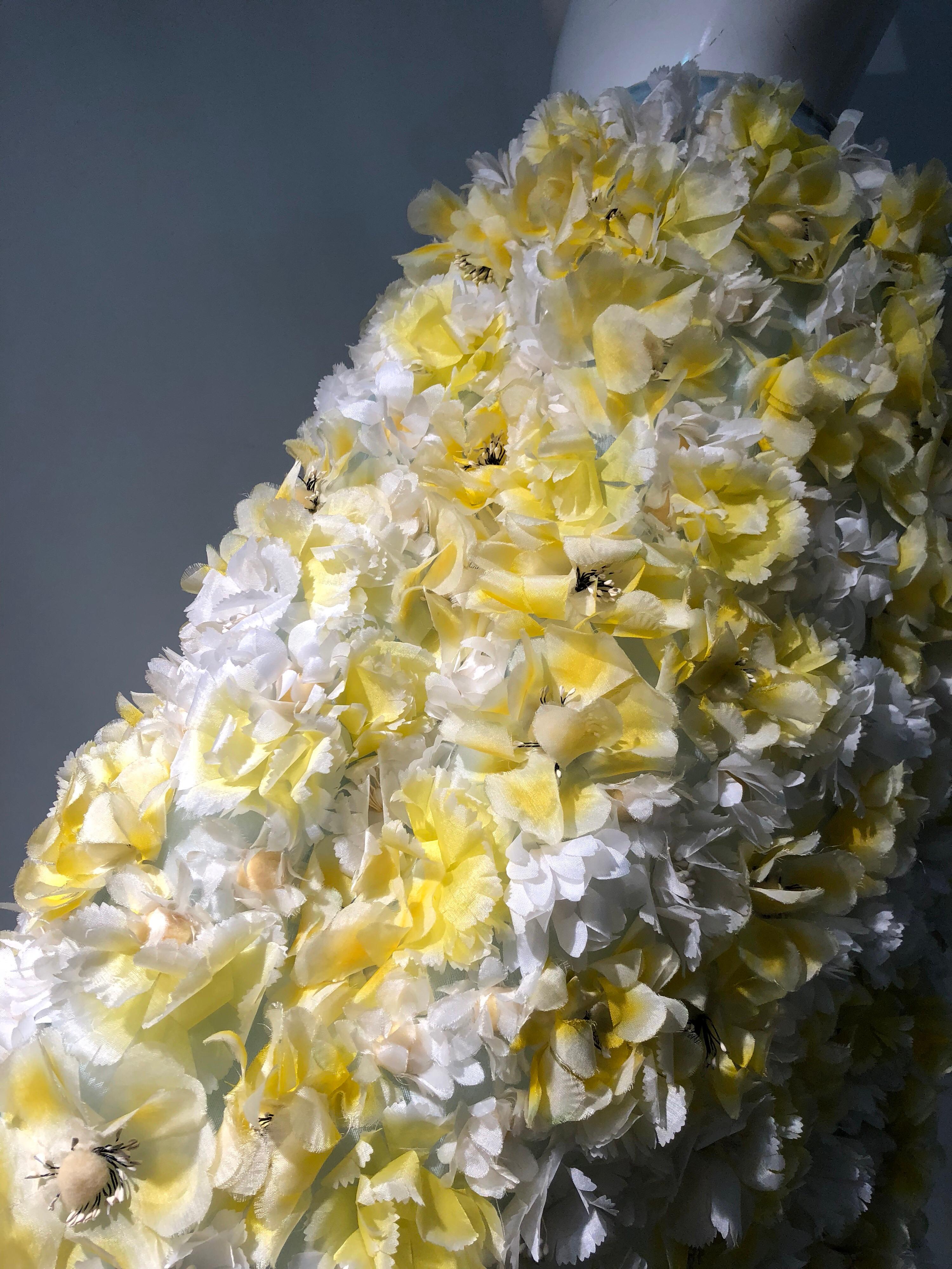 1960s Adolpho Floral Fantasy Ball Skirt In Yellow & White Silk Flowers 5