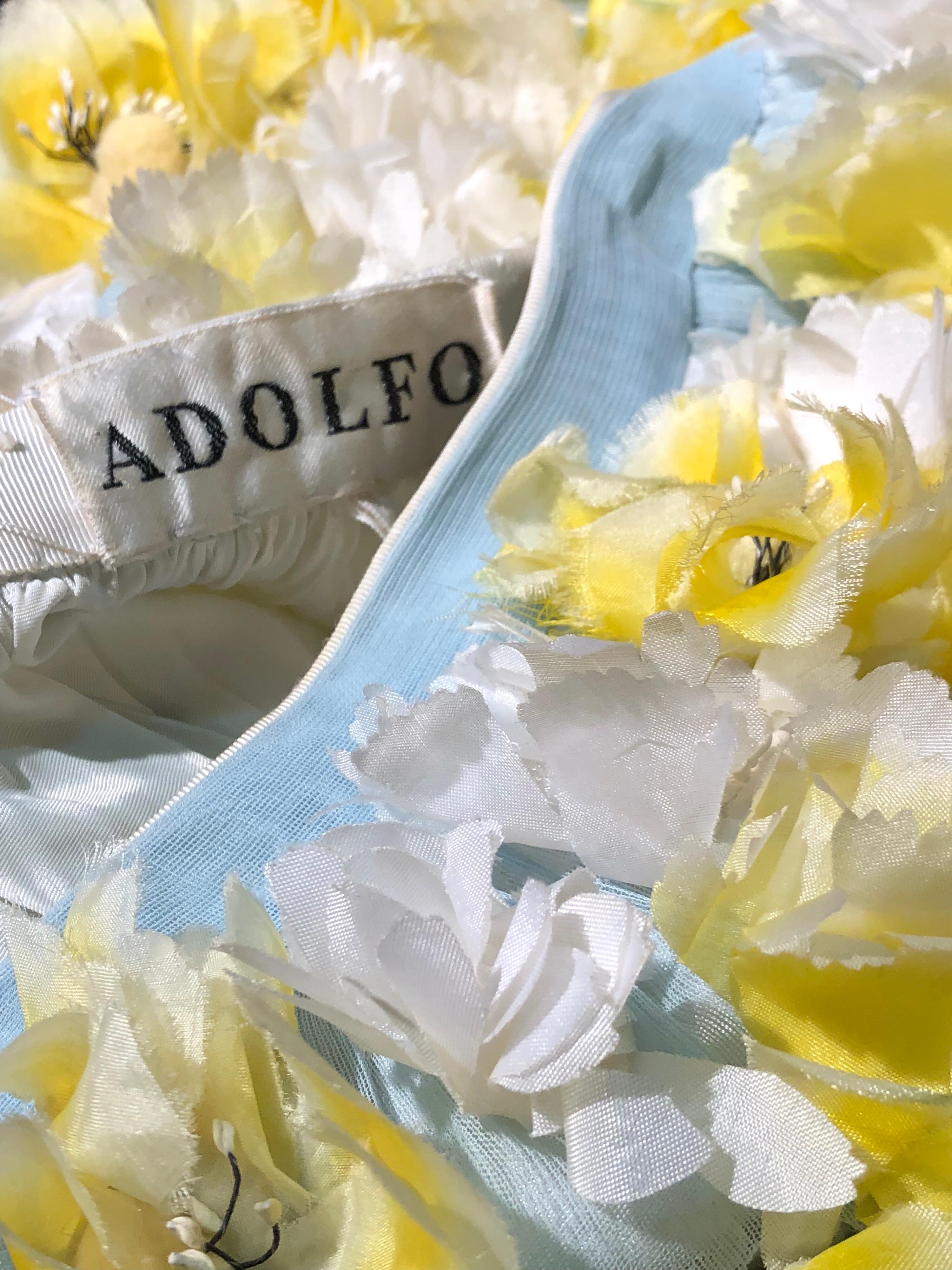 1960s Adolpho Floral Fantasy Ball Skirt In Yellow & White Silk Flowers 8