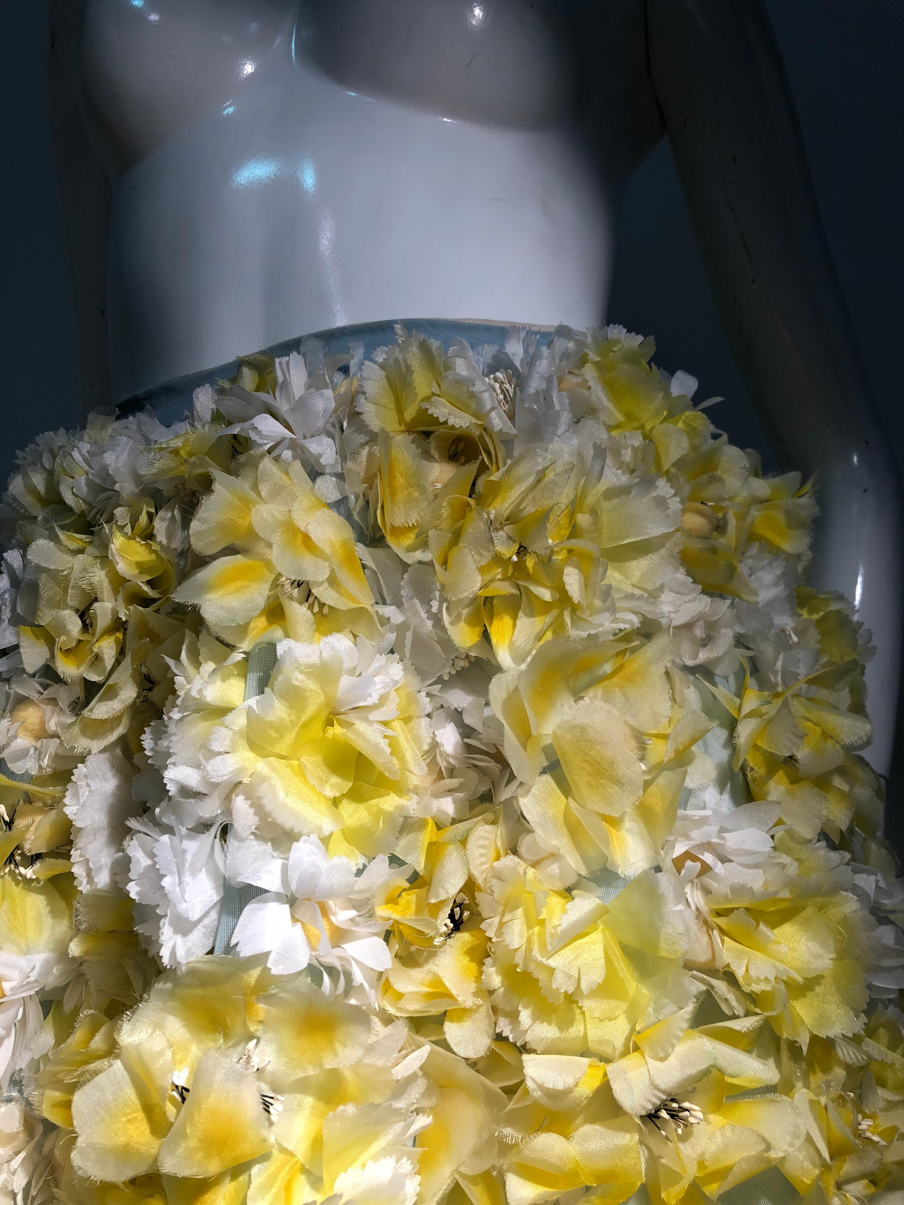 1960s Adolpho Floral Fantasy Ball Skirt In Yellow & White Silk Flowers In Excellent Condition In Gresham, OR