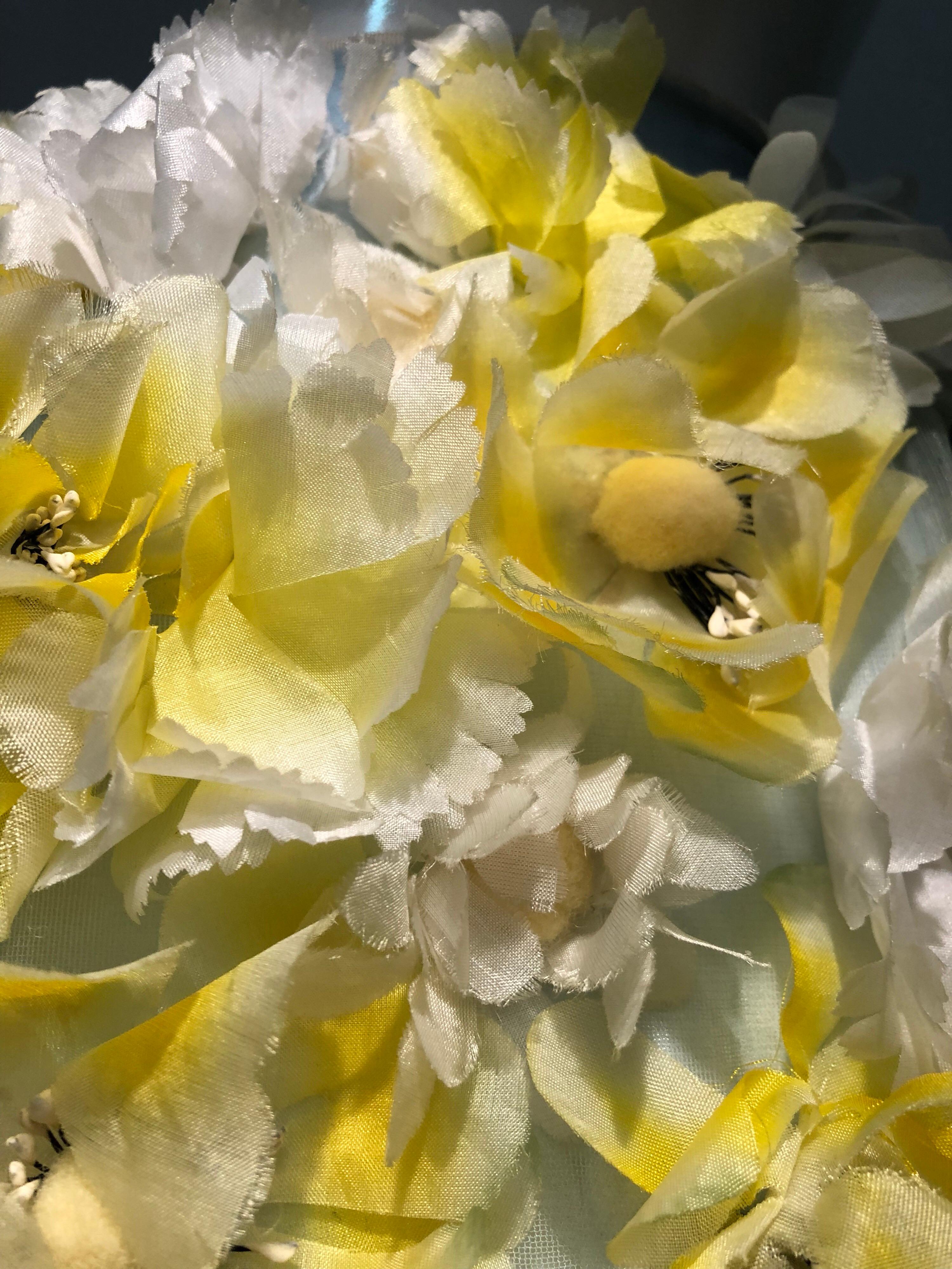 1960s Adolpho Floral Fantasy Ball Skirt In Yellow & White Silk Flowers 2