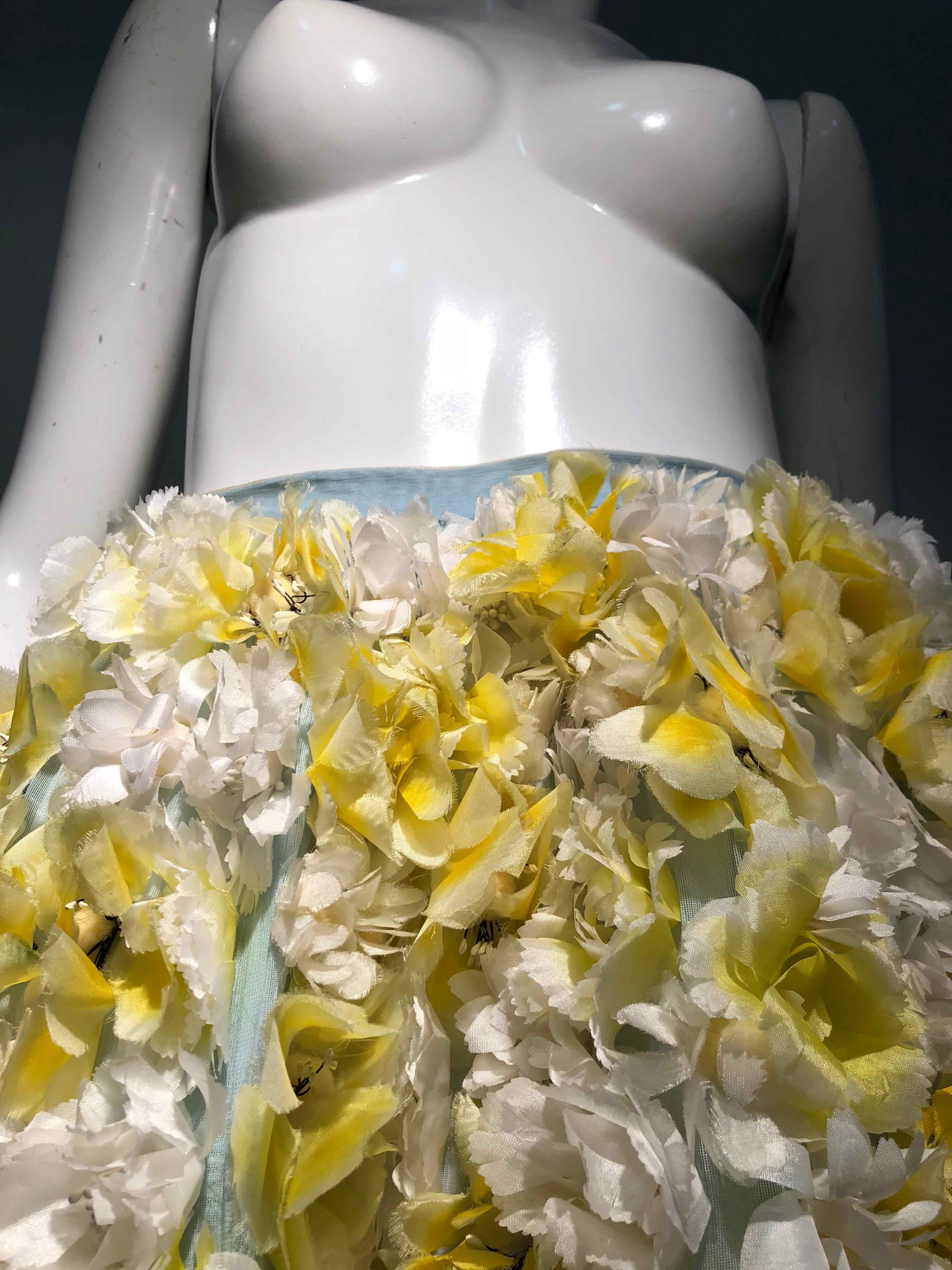 1960s Adolpho Floral Fantasy Ball Skirt In Yellow & White Silk Flowers 3