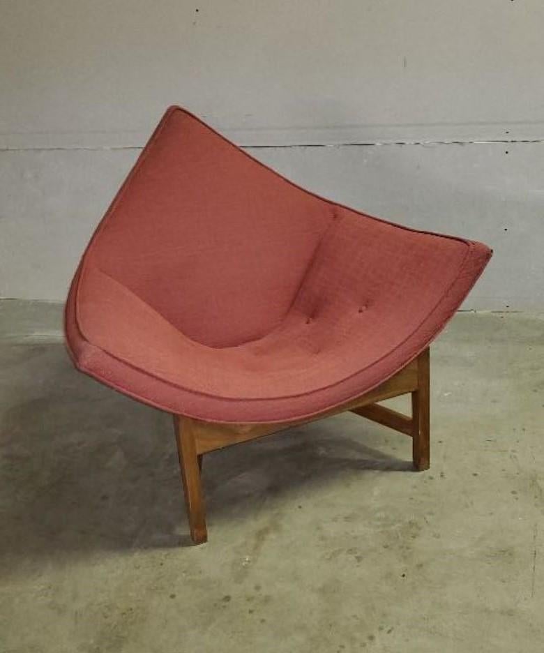 1960s Adrian Pearsall Coconut Lounge Chair On Walnut Base Original Upholstery For Sale 8