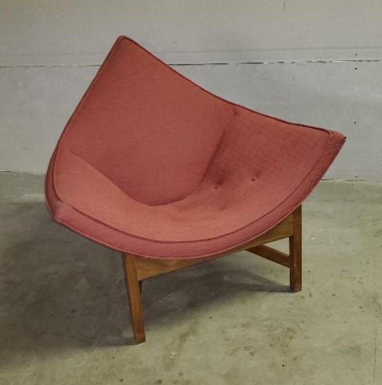 1960s Adrian Pearsall Coconut Lounge Chair On Walnut Base Original Upholstery For Sale 11