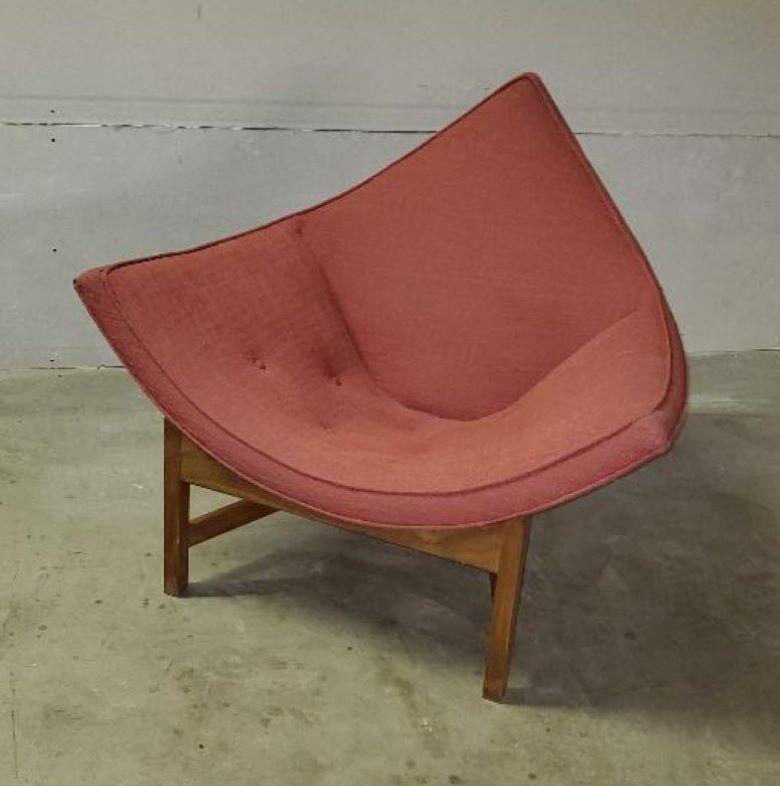 Mid-Century Modern 1960s Adrian Pearsall Coconut Lounge Chair On Walnut Base Original Upholstery For Sale