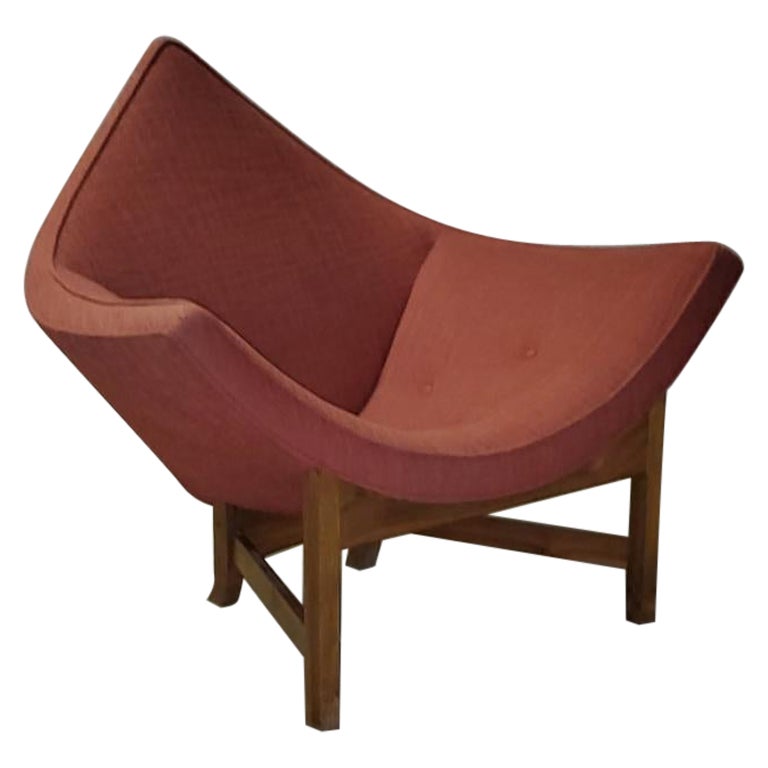 1960s Adrian Pearsall Coconut Lounge Chair On Walnut Base Original Upholstery en vente