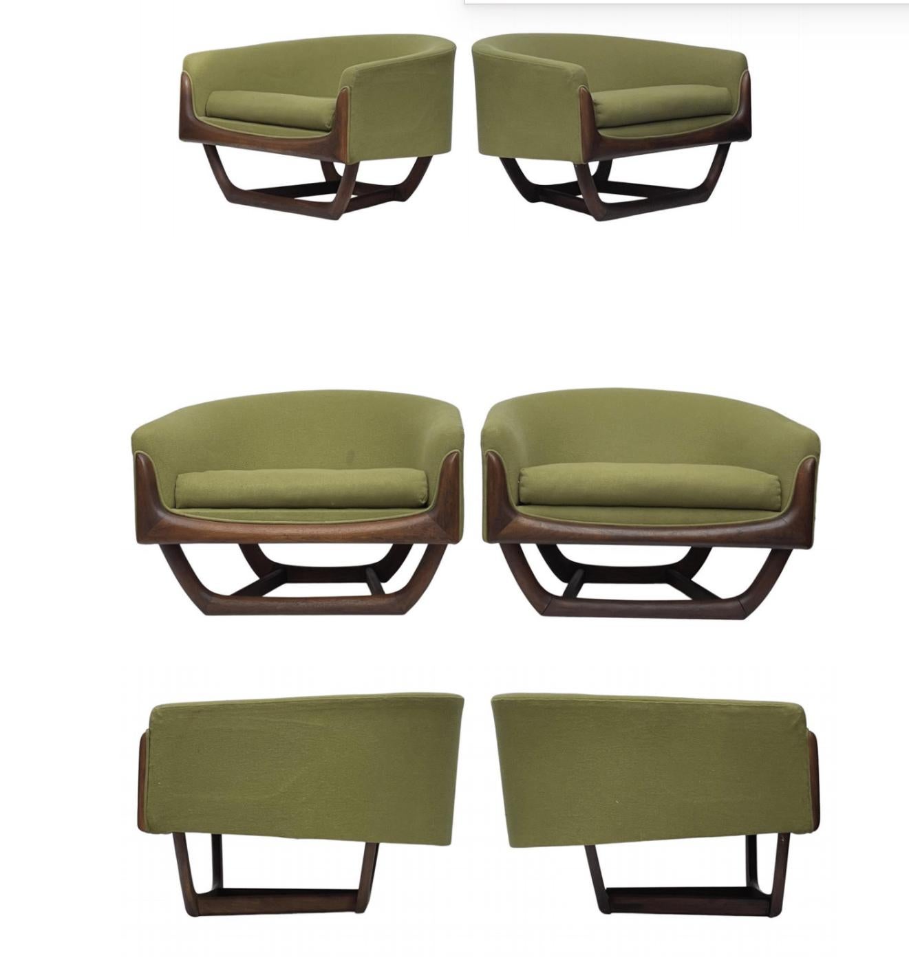 Paire de fauteuils de salon Adrian Pearsall Craft Associates 2832-C des années 1960 en vente 2