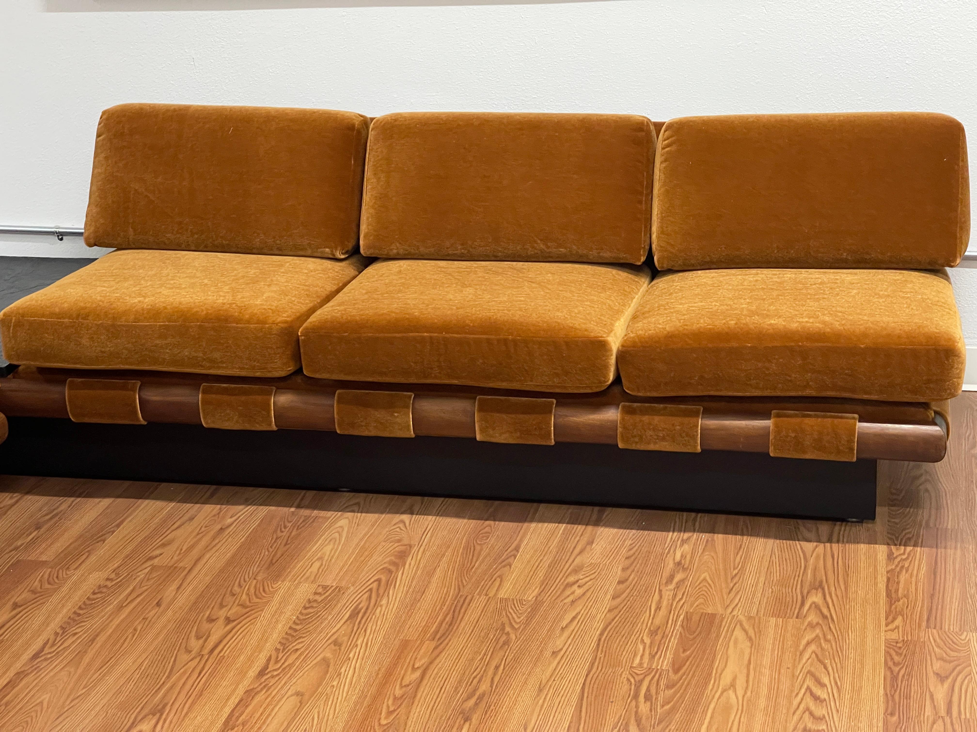 1960's, Adrian Pearsall Sectional in Cognac Wool Mohair 5
