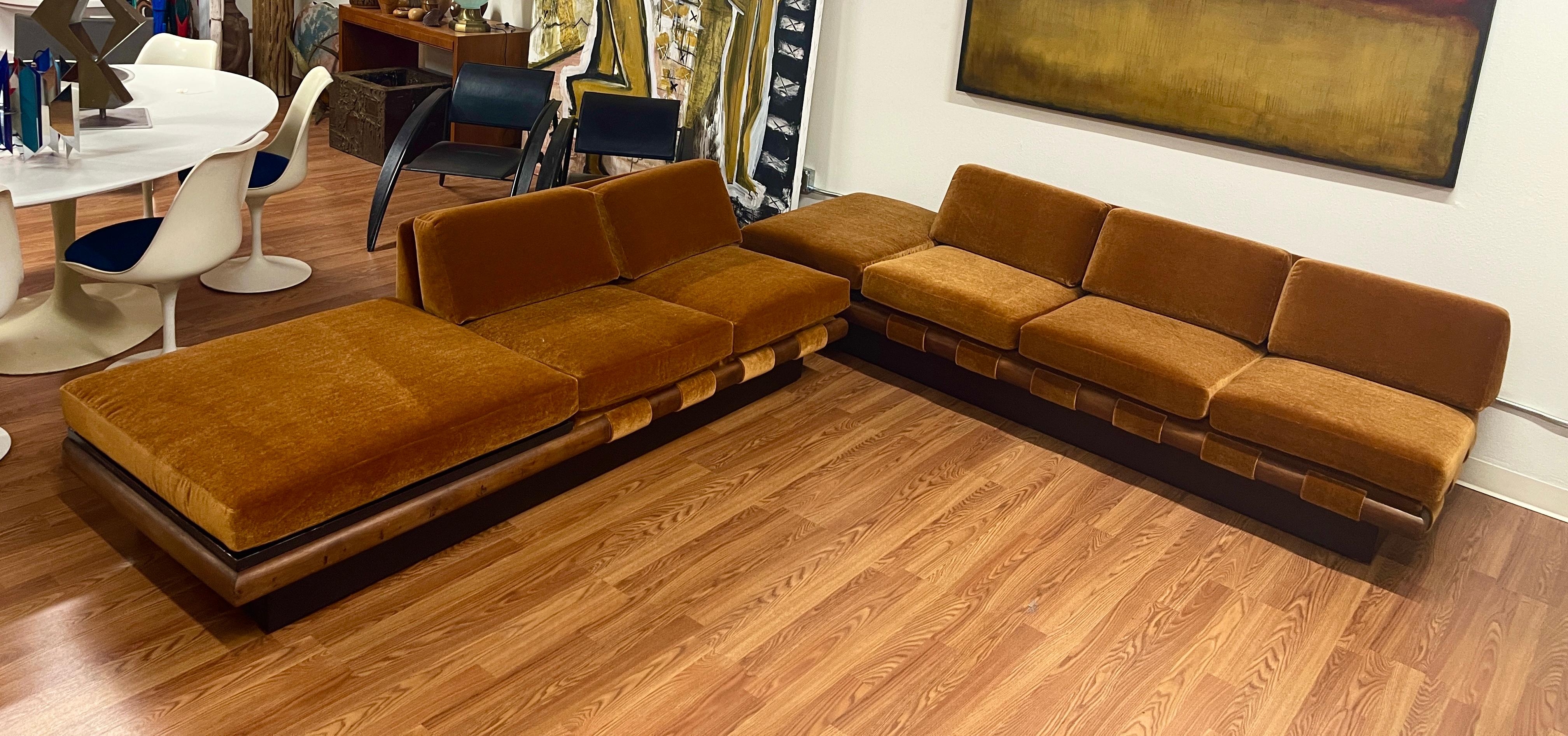 1960's, Adrian Pearsall Sectional in Cognac Wool Mohair 8