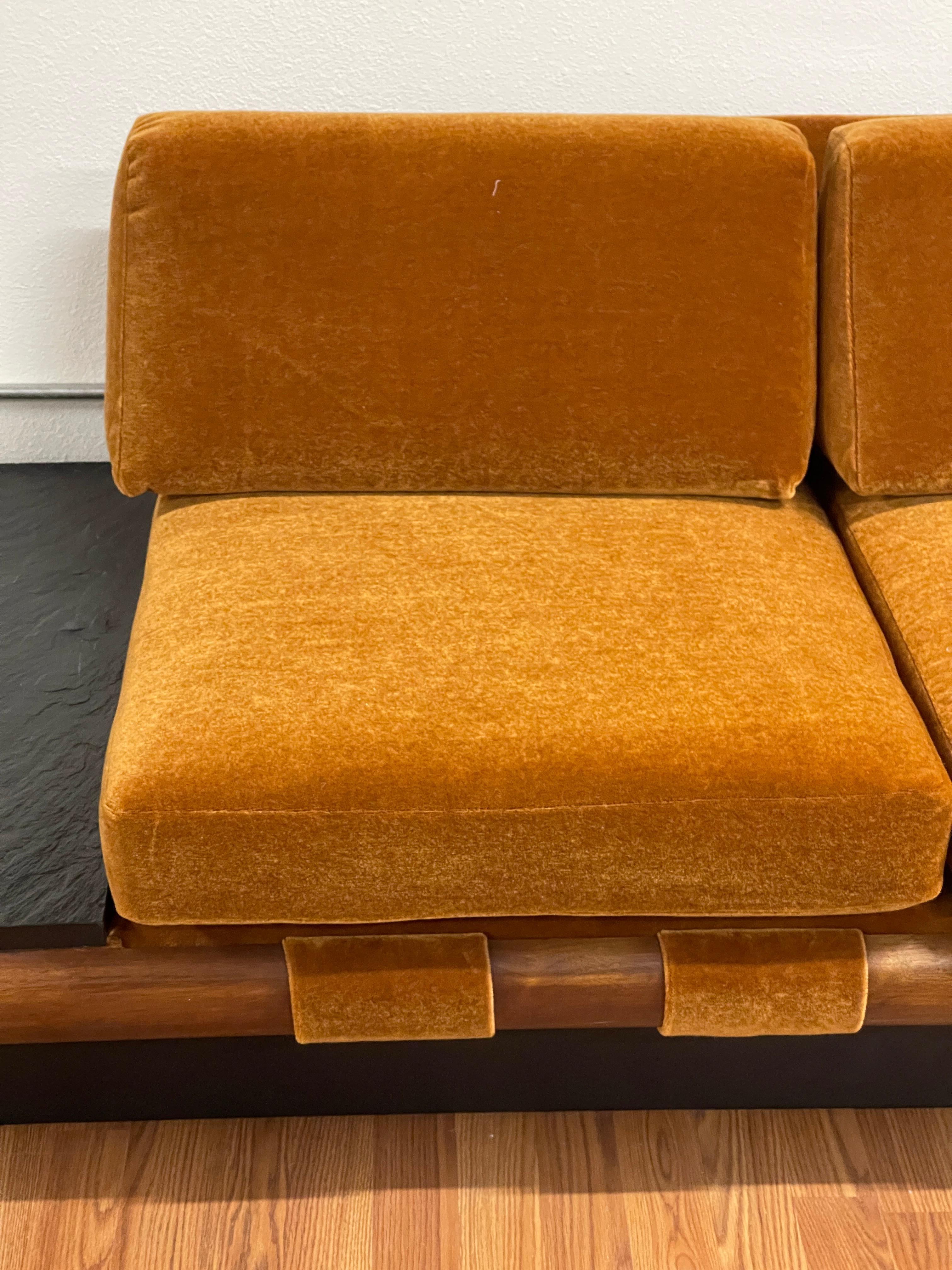 1960's, Adrian Pearsall Sectional in Cognac Wool Mohair In Good Condition In Palm Springs, CA