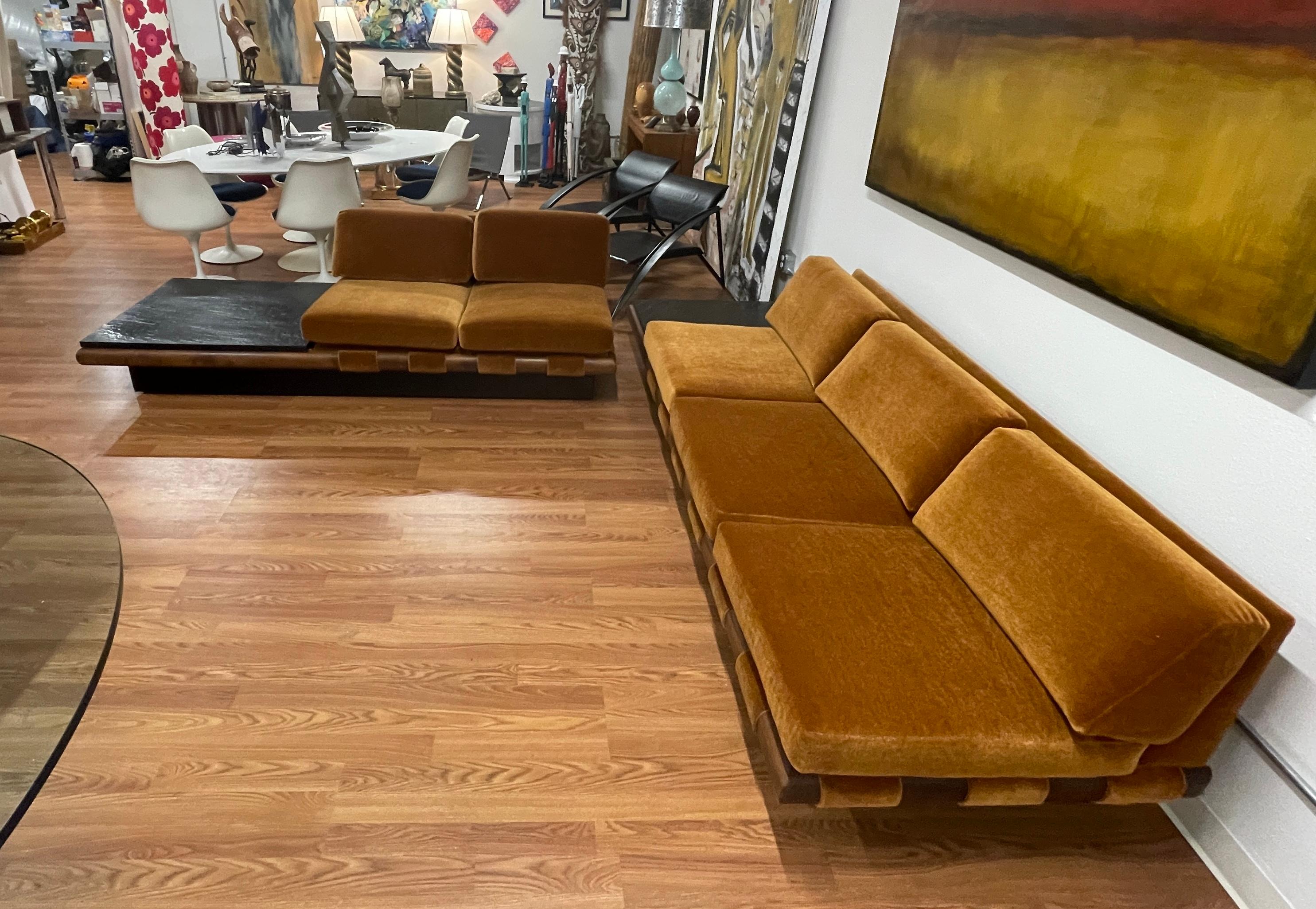 Mid-20th Century 1960's, Adrian Pearsall Sectional in Cognac Wool Mohair