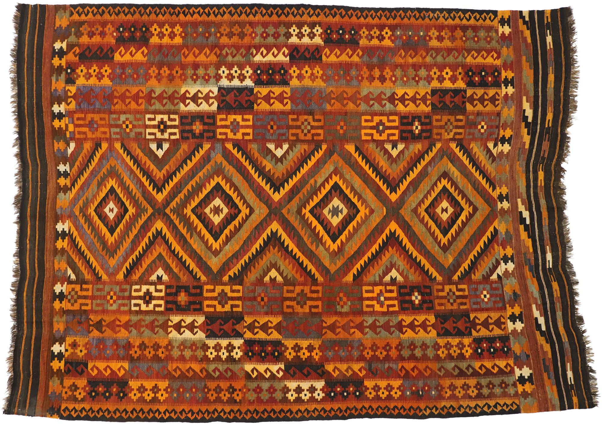 Laine Kilim afghan Ghalmouri Maimana des années 1960 avec style tribal nomade en vente