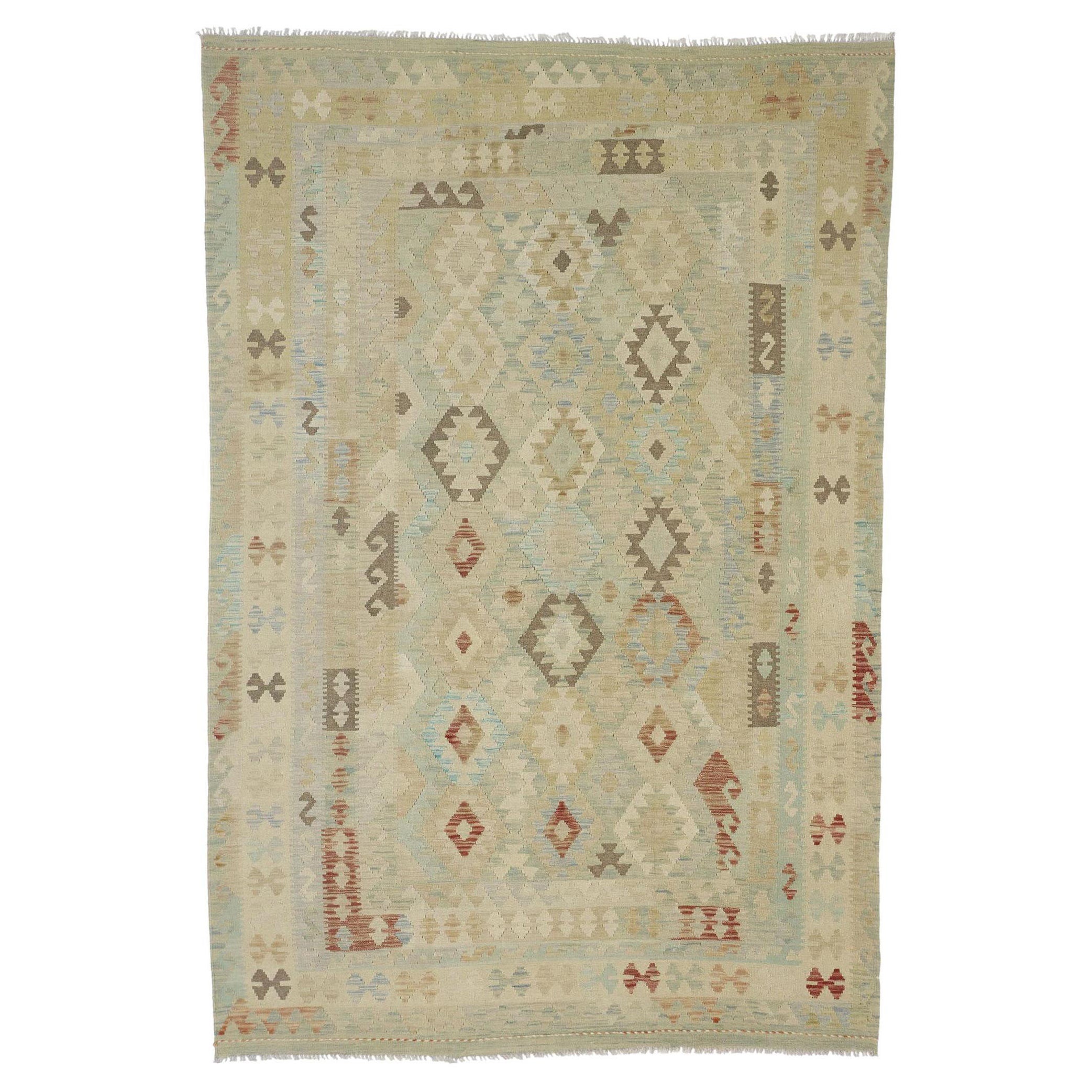 Afghanischer Kilim-Teppich aus den 1960er Jahren, organische Moderne trifft auf Contemporary Santa Fe Elegance