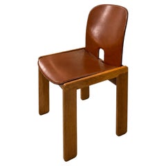 1960's Afra and Tobia Scarpa Cassina Set of Four Chairs Model 121 Leather Walnut