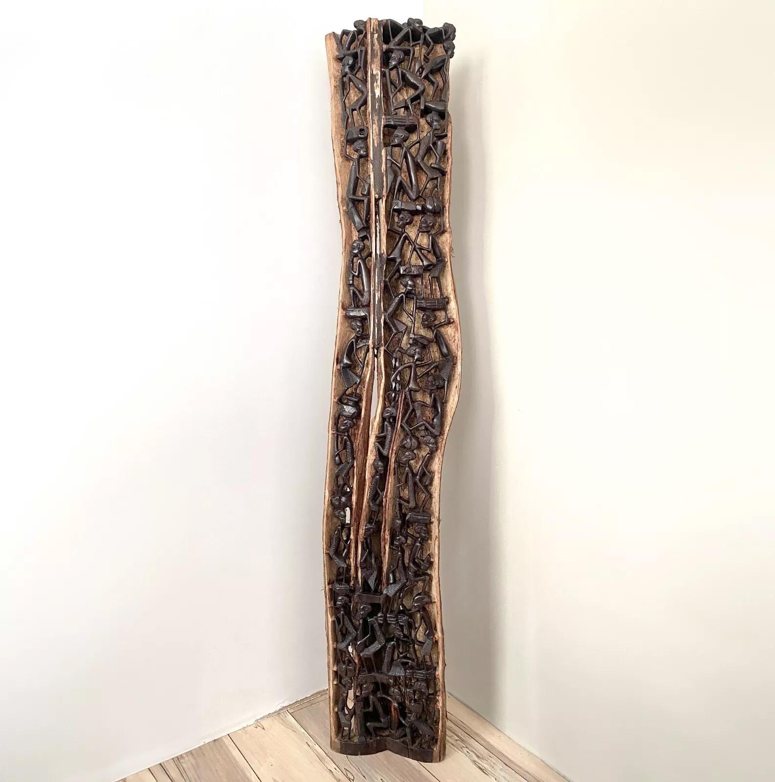 1960's African Makonde Ebony Tree of Life Art Sculpture XL for Wall Art Display Africano en venta