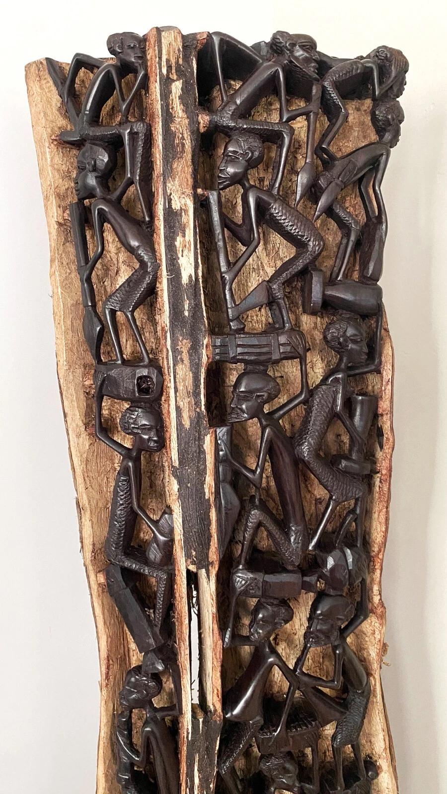 1960's African Makonde Ebony Tree of Life Art Sculpture XL for Wall Art Display en Bueno estado para la venta en Farmington, UT