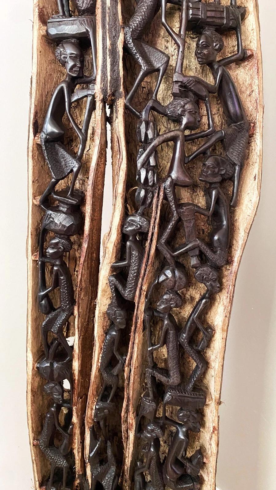1960's African Makonde Ebony Tree of Life Art Sculpture XL for Wall Art Display Ébano en venta