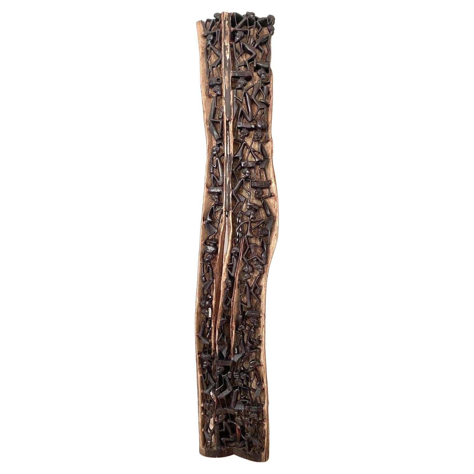 1960's African Makonde Ebony Tree of Life Art Sculpture XL for Wall Art Display