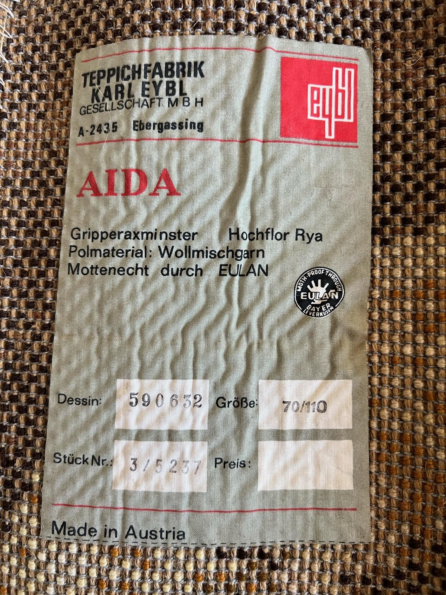 1960's AIDA Brown Beige Cat Tapestry UNUSED Modern Mid Century Rya Rug Wool im Angebot 4