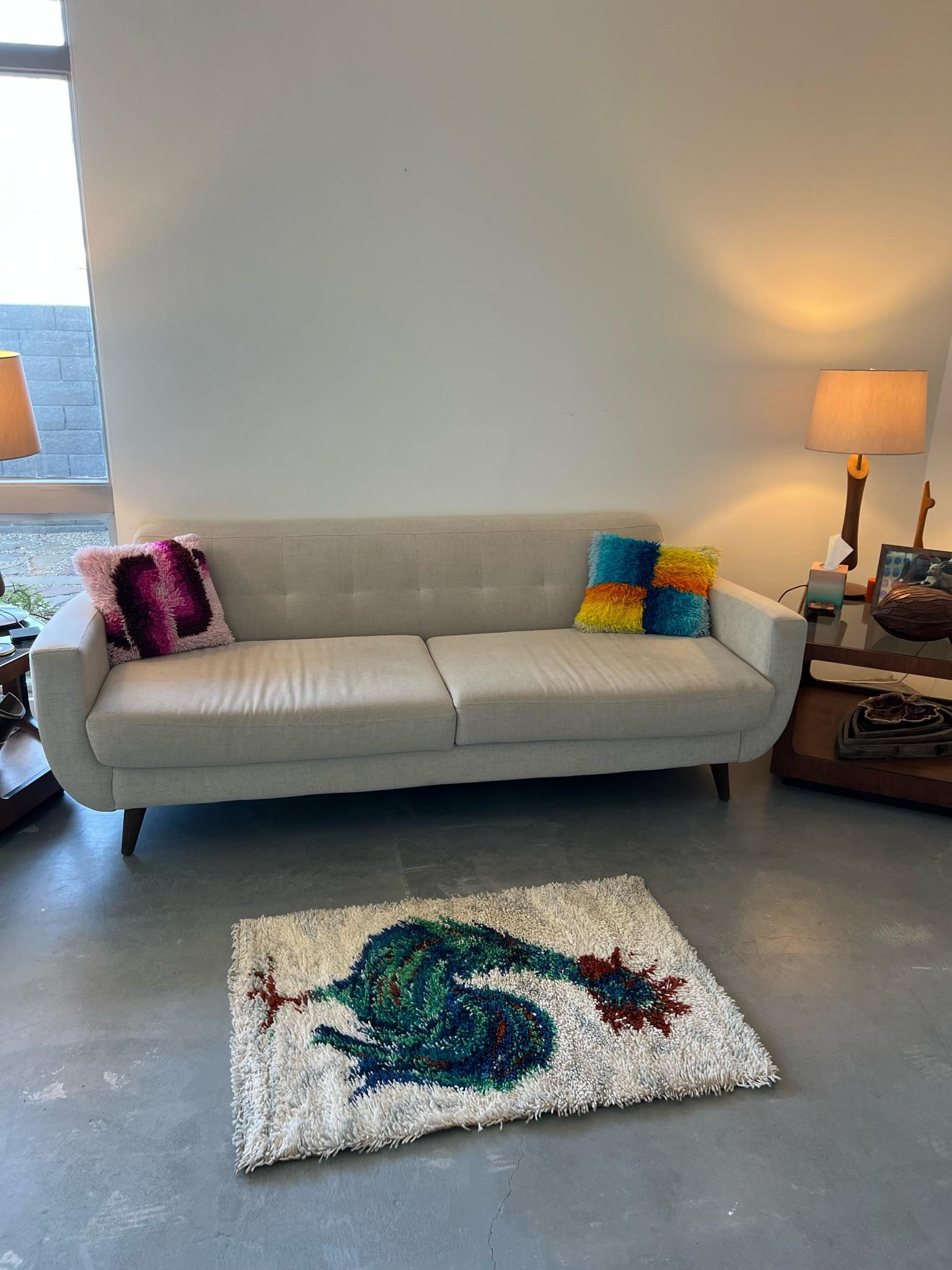 1960's AIDA Gallo Blanco SIN UTILIZAR Alfombra Rya Siglo Medio Lana Moderna Danés en venta