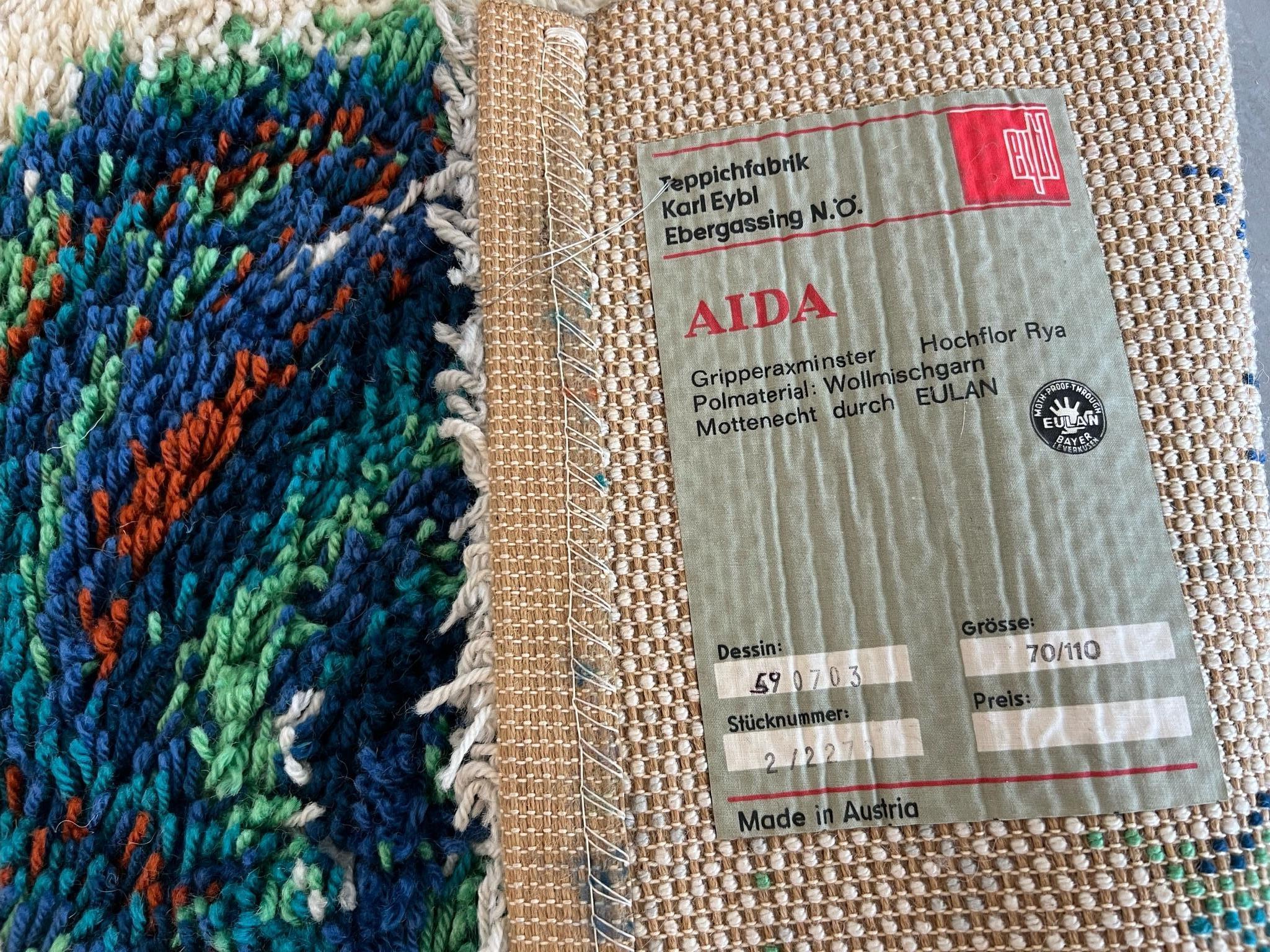 1960's AIDA Gallo Blanco SIN UTILIZAR Alfombra Rya Siglo Medio Lana Moderna en venta 4