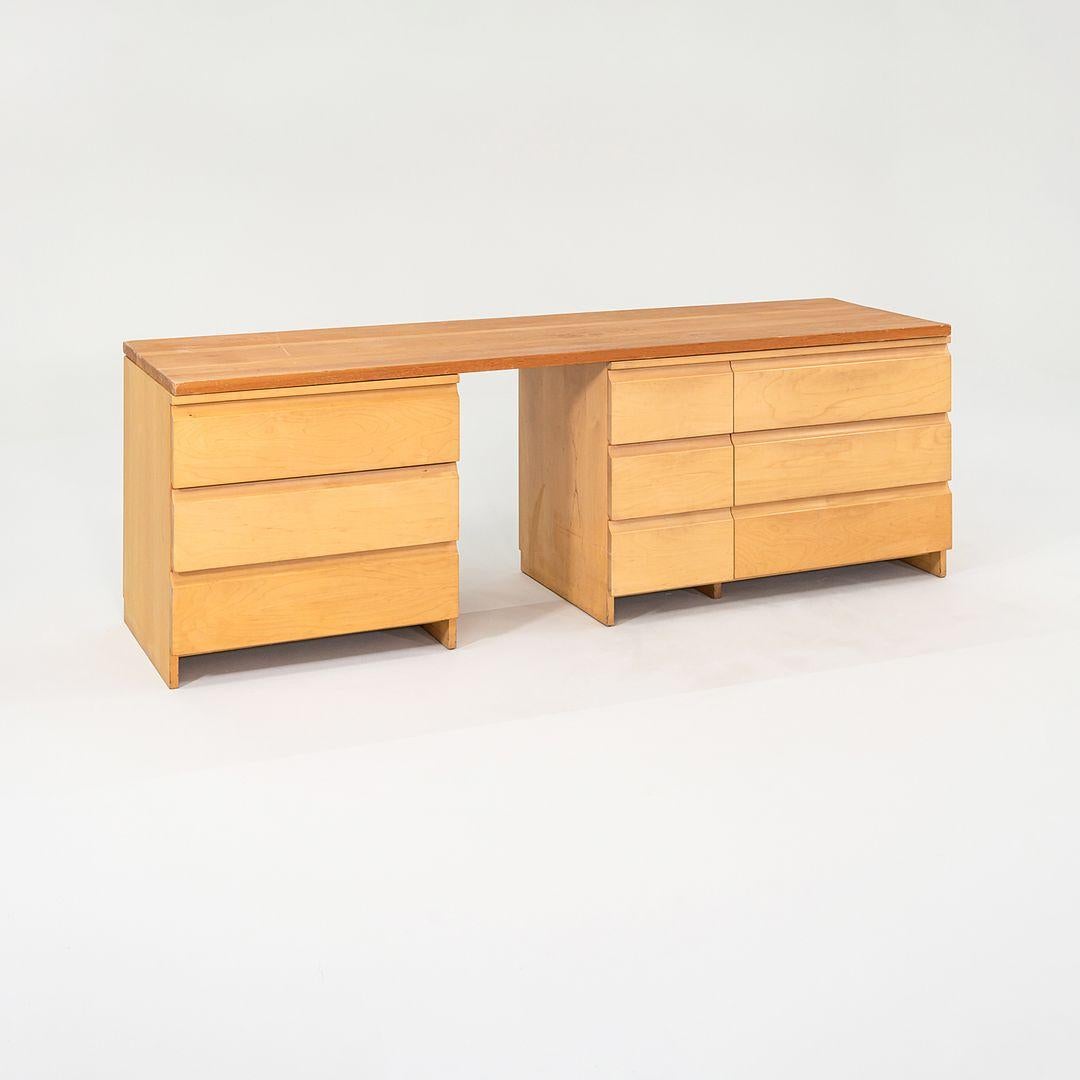 This is a handsome chest of drawers in bleached Finnish Birch, initially designed by Aino and Alvar Aalto for Artek in the 1950s. These particular pieces date to the 1960s. We currently have a set of two dressers and a coordinating removable