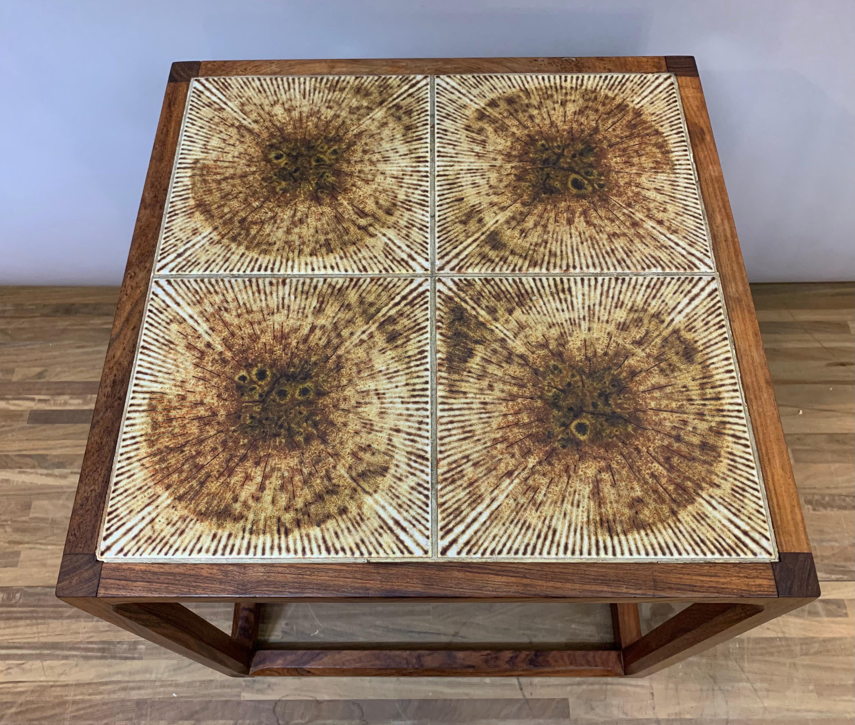 1960s Aksel Kjersgaard, Feldballes Mobelfabrik Rosewood Tiled Coffee Table 4