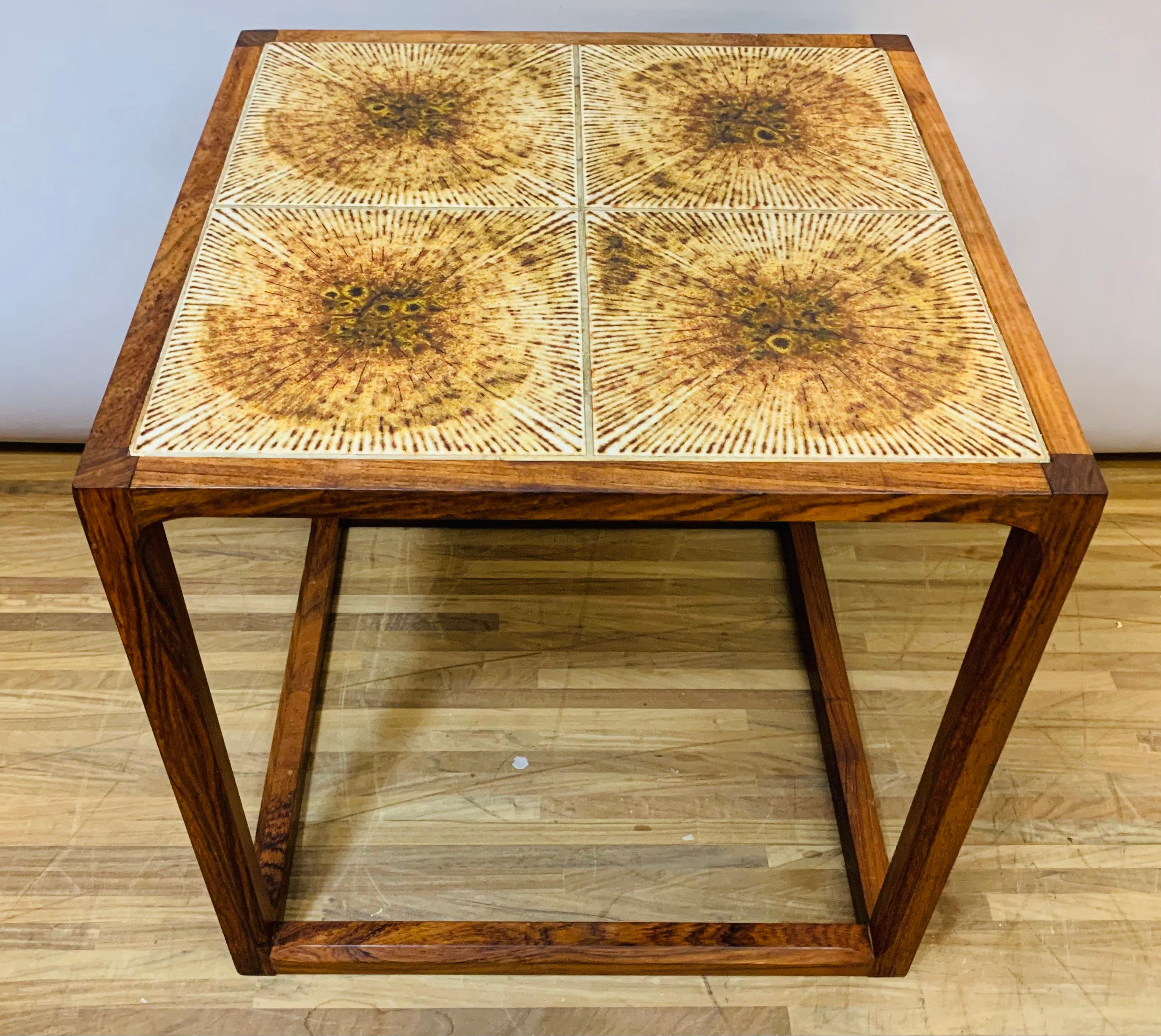 Danish 1960s Aksel Kjersgaard, Feldballes Mobelfabrik Rosewood Tiled Coffee Table