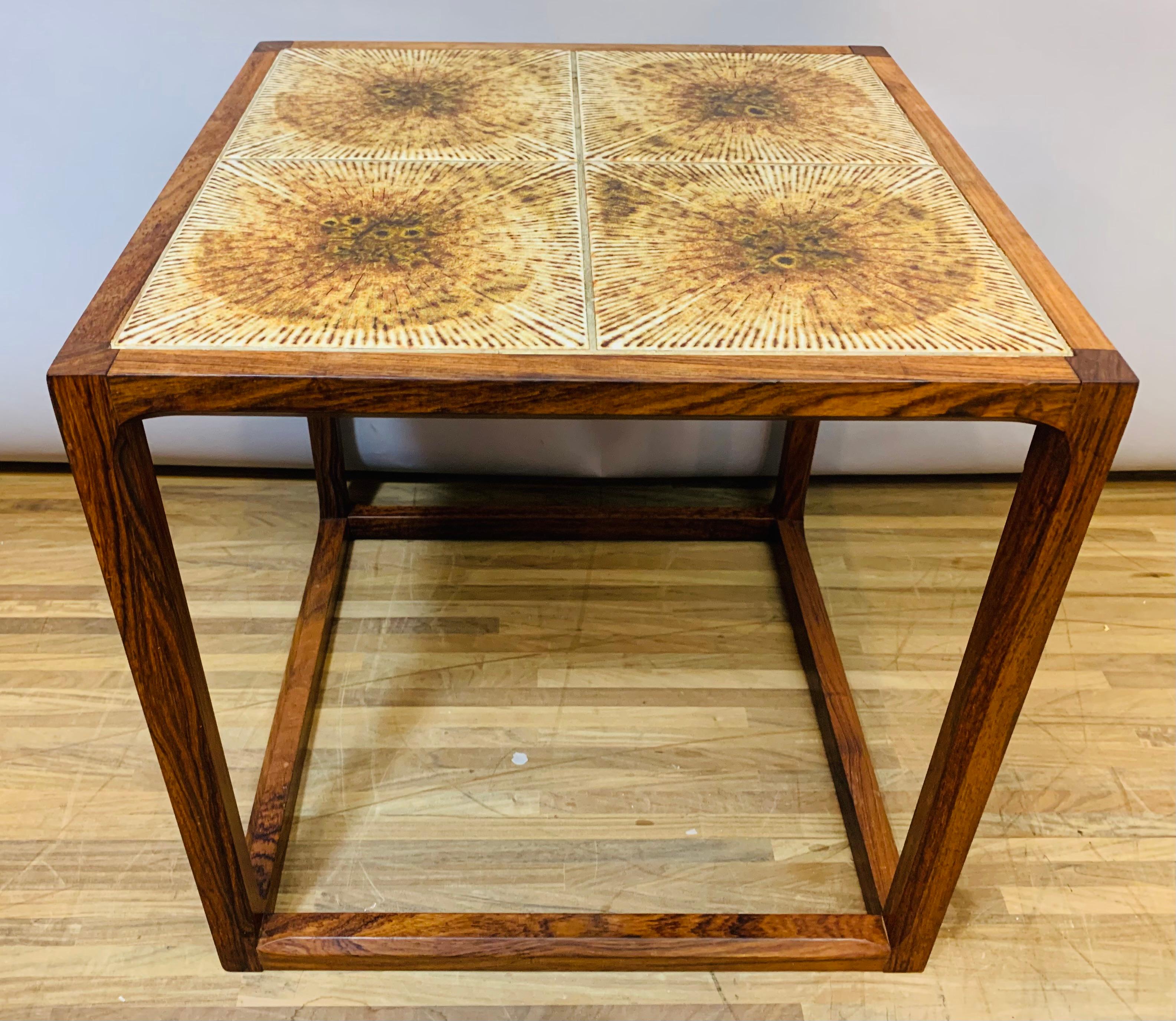 Chamfered 1960s Aksel Kjersgaard, Feldballes Mobelfabrik Rosewood Tiled Coffee Table