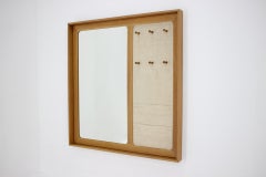 1960s Aksel Kjersgaard Oak Mirror with Coat Hangs