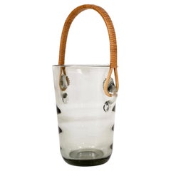 1960s Bar Ice Bucket no.8715 by Per Lütken for Holmegaard Denmark Glass Rattan 