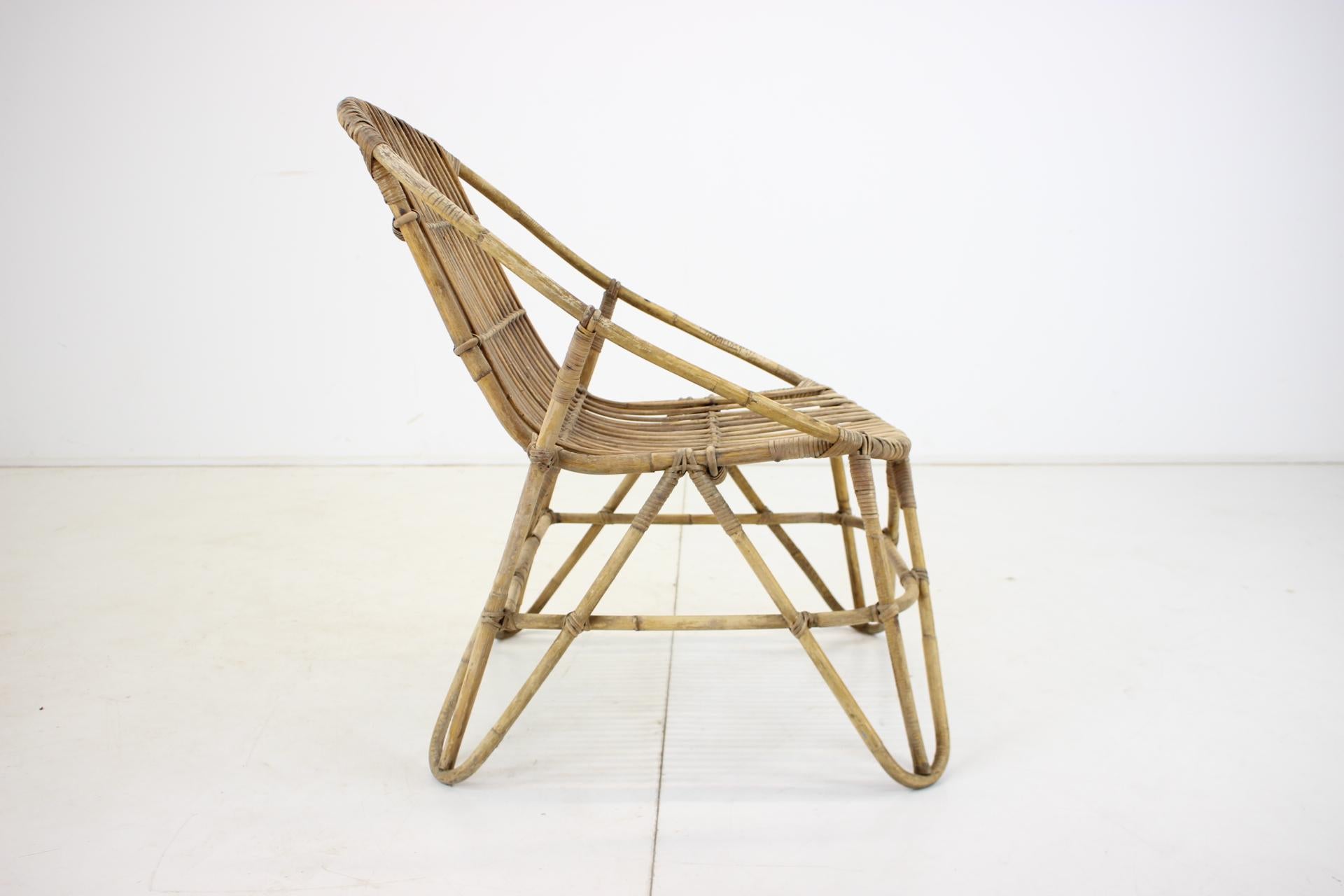 1960s Alan Fuchs Rattan Lounge Chair by Uluv, Czechoslovakia For Sale 8