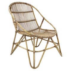 Vintage 1960s Alan Fuchs Rattan Lounge Chair by Uluv, Czechoslovakia