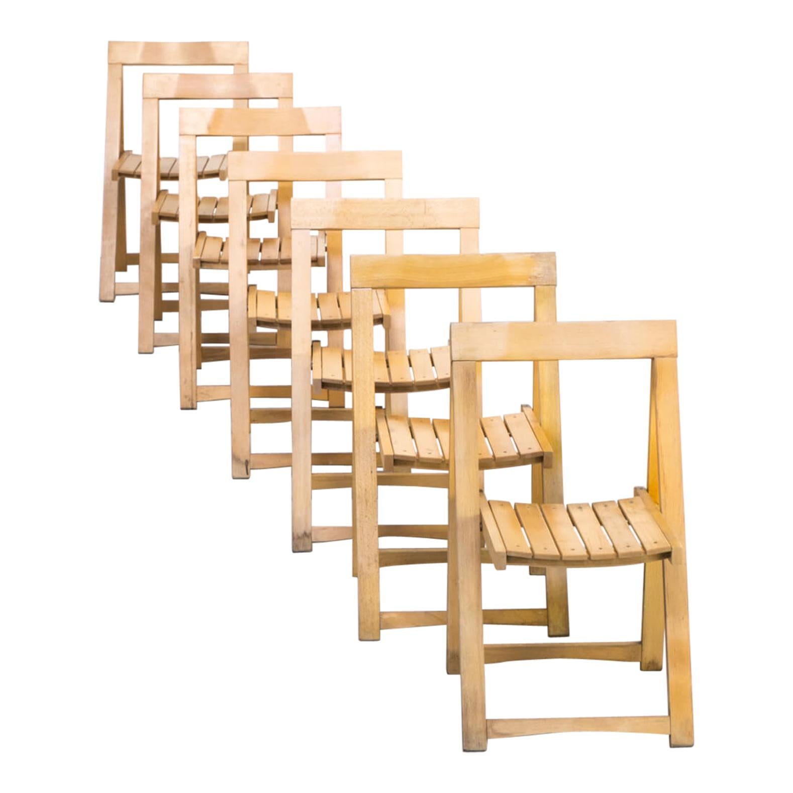 1960s Aldo Jacober Folding Chairs for Alberto Bazzani Set of 7 For Sale