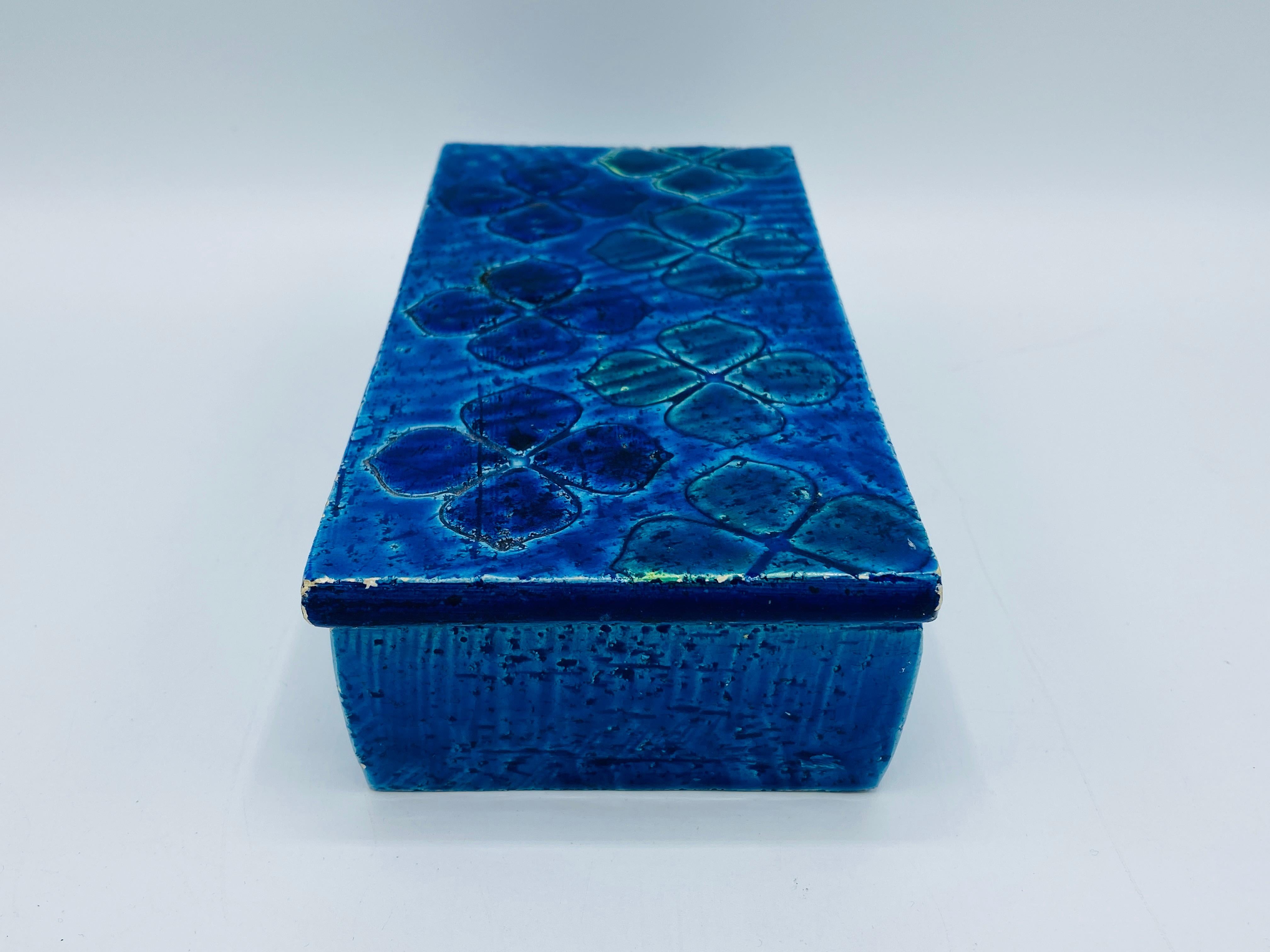 Modern 1960s Aldo Londi Bitossi 'Blue Rimini' Clover Box, #10/20 For Sale