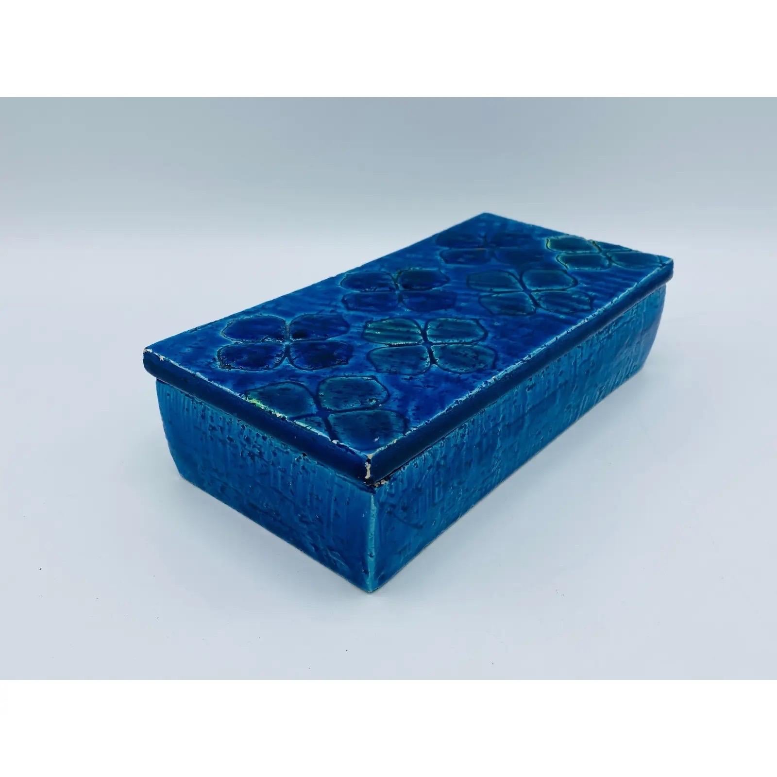 Mid-Century Modern 1960s Aldo Londi Bitossi 'Blue Rimini' Clover Box, #10/20 For Sale