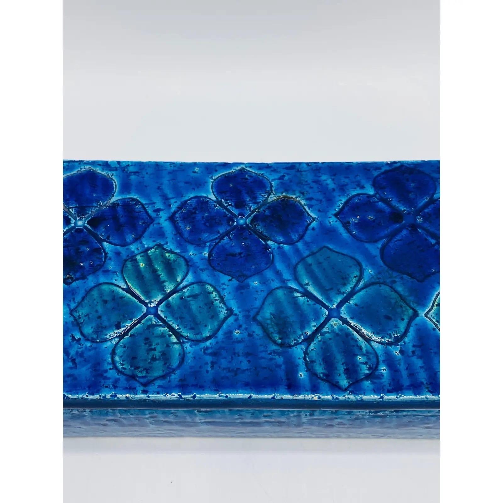 Italian 1960s Aldo Londi Bitossi 'Blue Rimini' Clover Box, #10/20 For Sale
