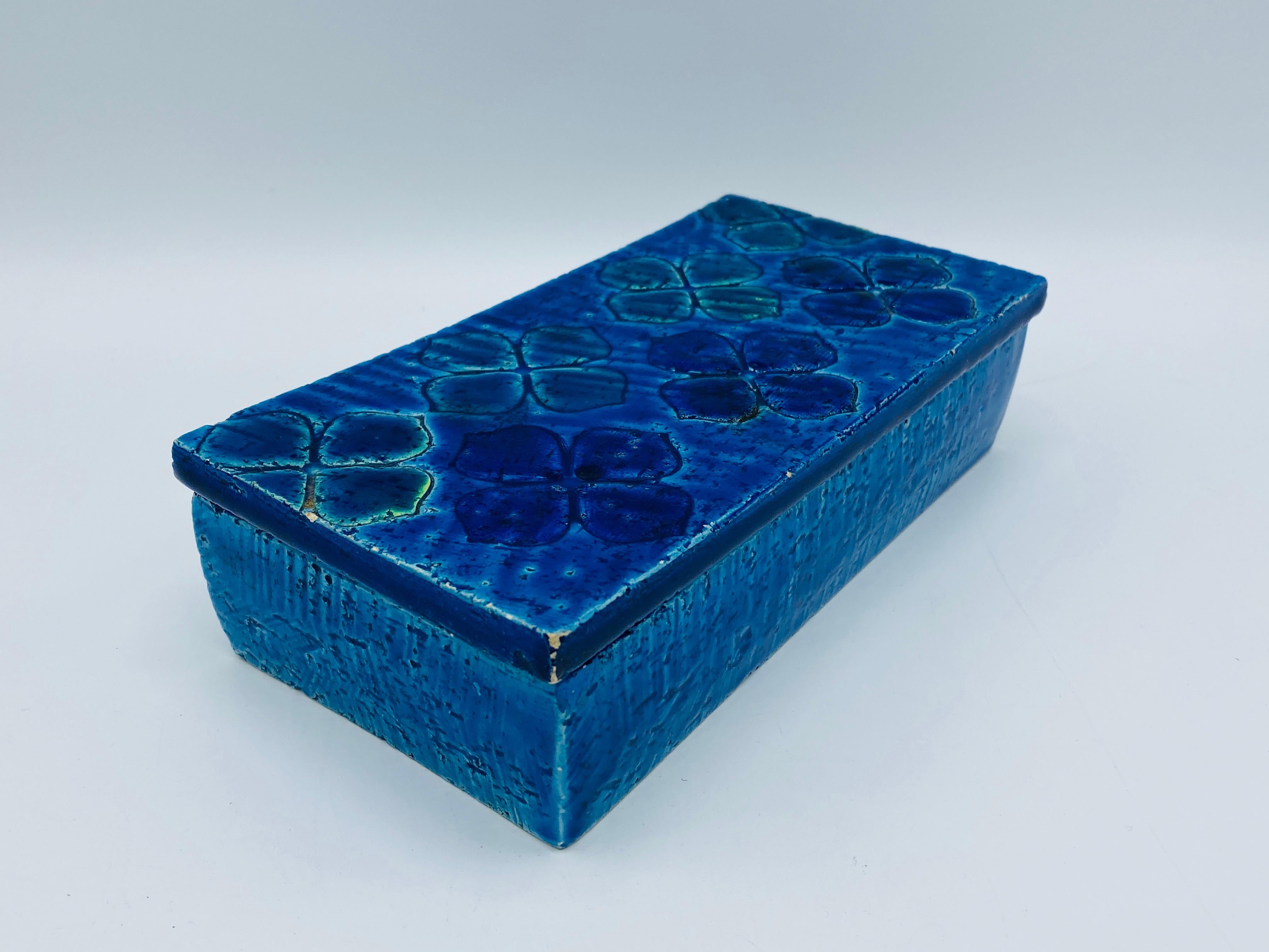 1960s Aldo Londi Bitossi 'Blue Rimini' Clover Box, #10/20 In Good Condition For Sale In Richmond, VA
