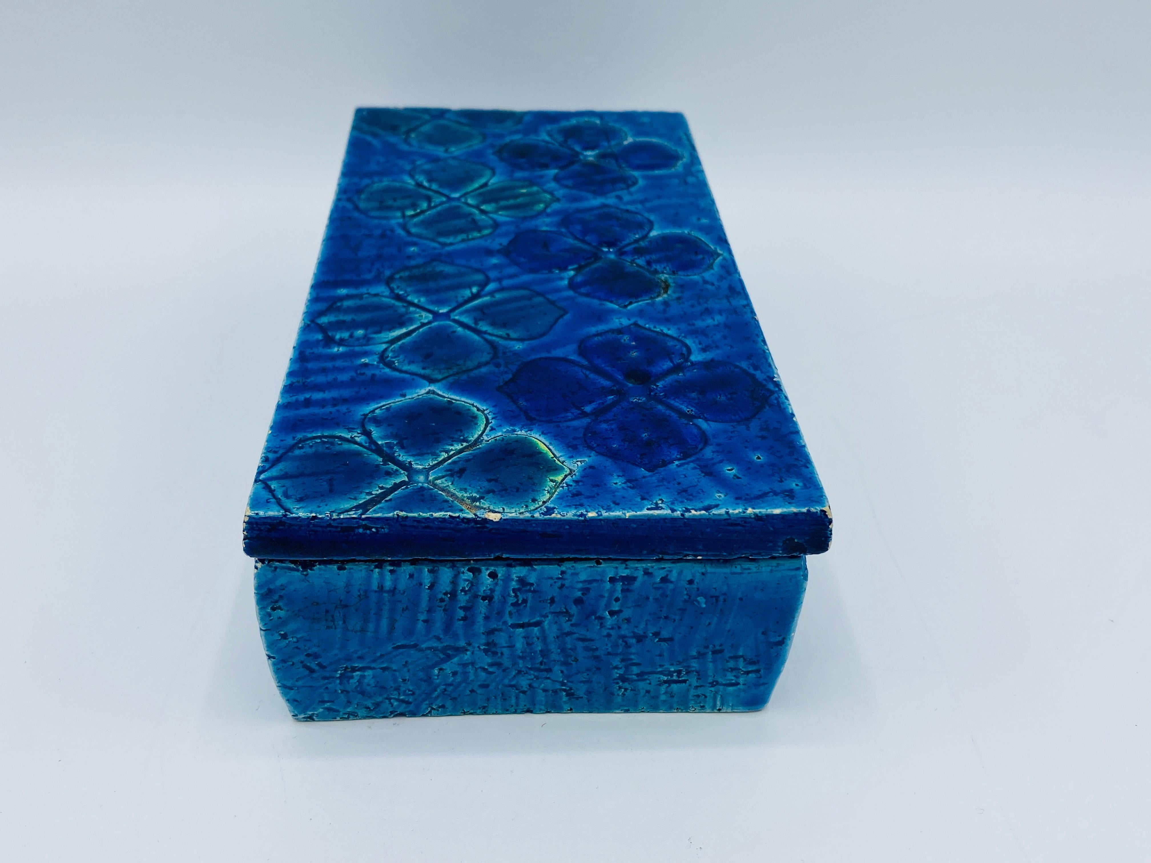 20th Century 1960s Aldo Londi Bitossi 'Blue Rimini' Clover Box, #10/20 For Sale