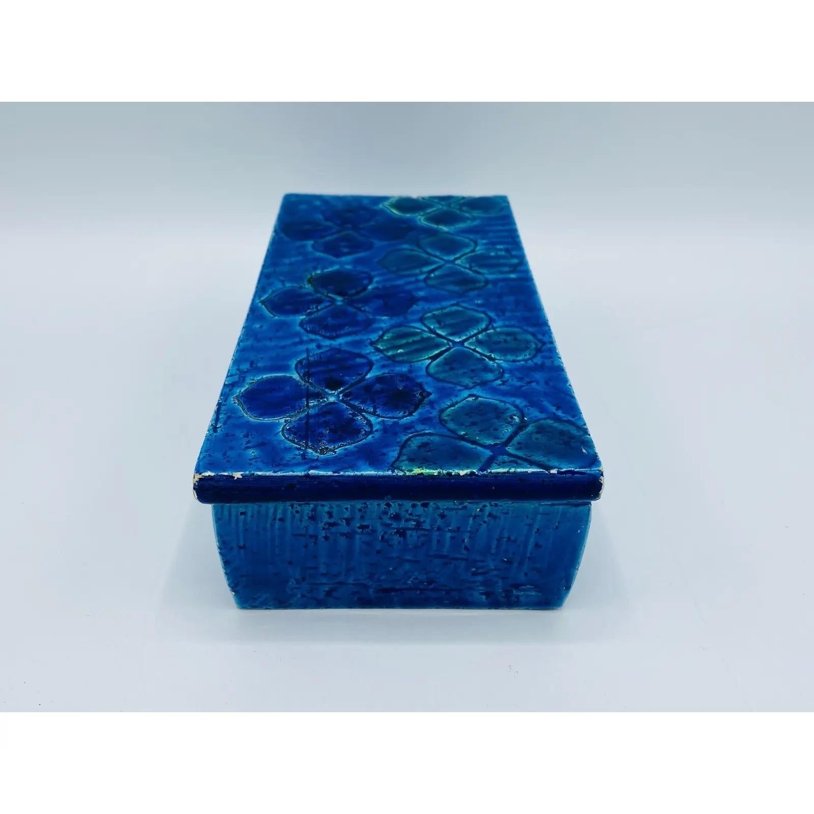 20th Century 1960s Aldo Londi Bitossi 'Blue Rimini' Clover Box, #10/20 For Sale