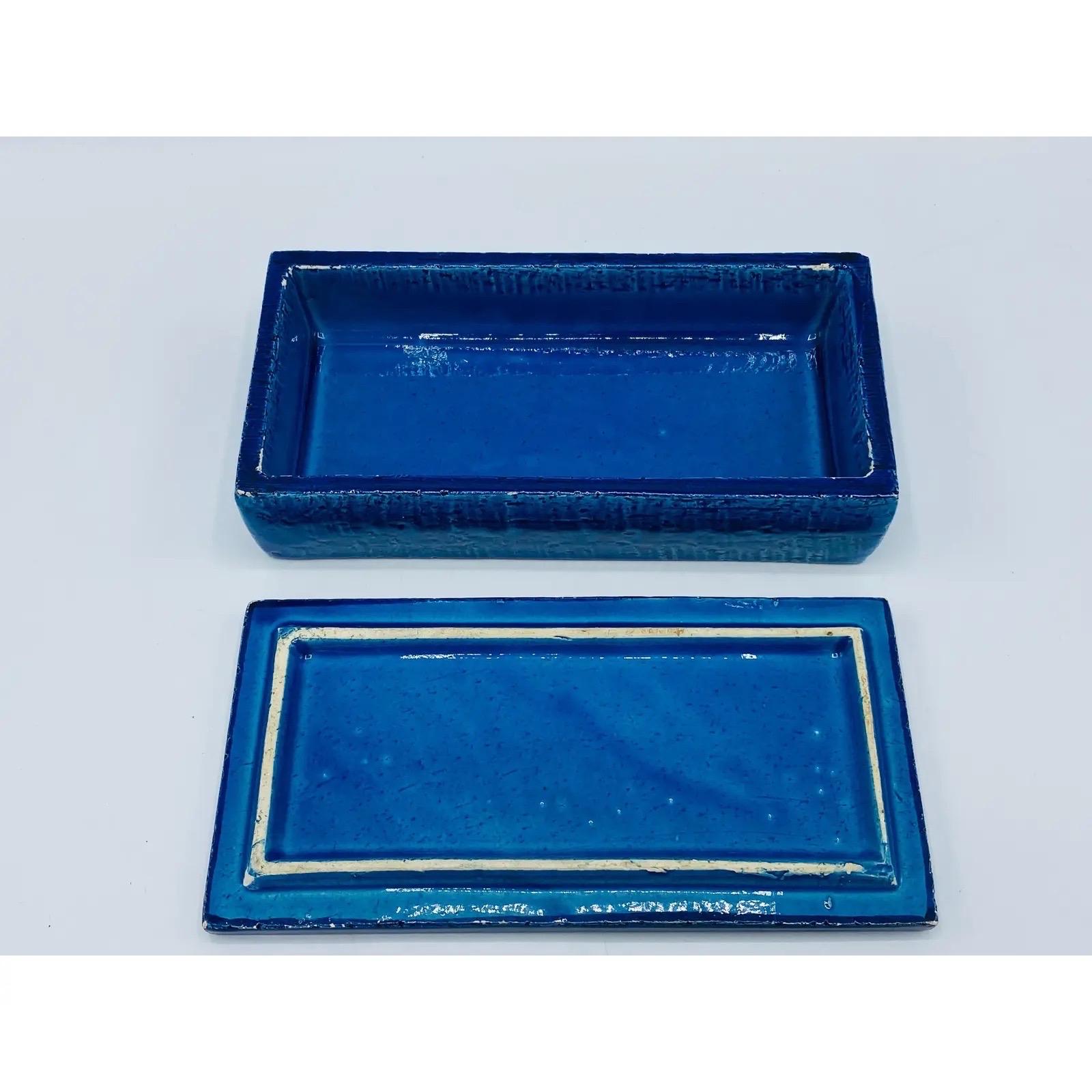 Ceramic 1960s Aldo Londi Bitossi 'Blue Rimini' Clover Box, #10/20 For Sale